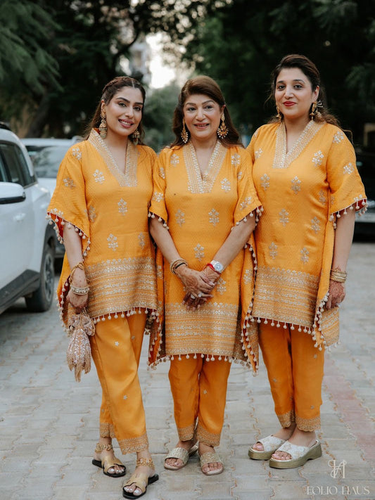 FAMILY IN ORANGE KAFTAN SET