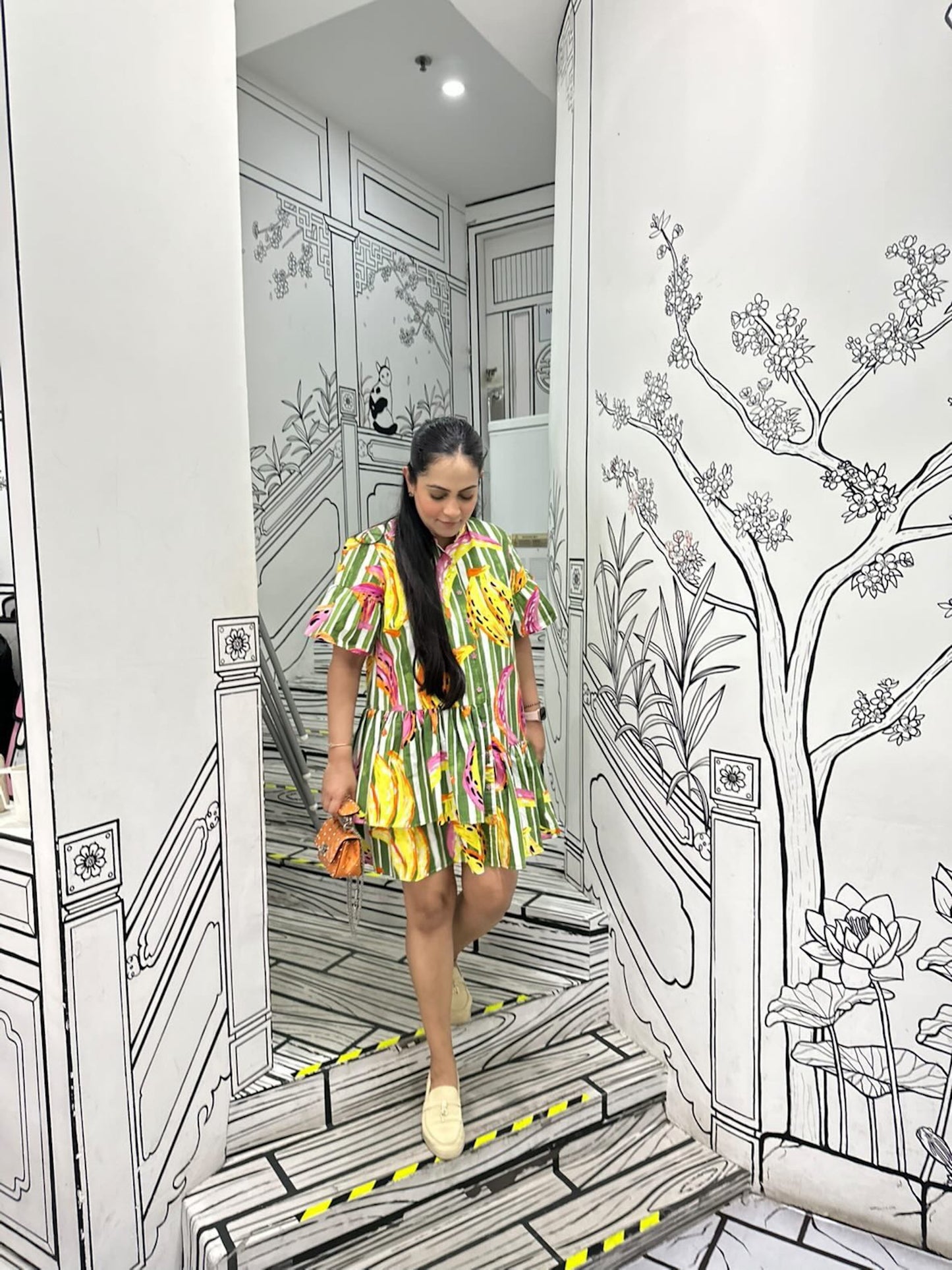 SHRADDHA AJMANI IN BANANA PRINT COTTON DRESS