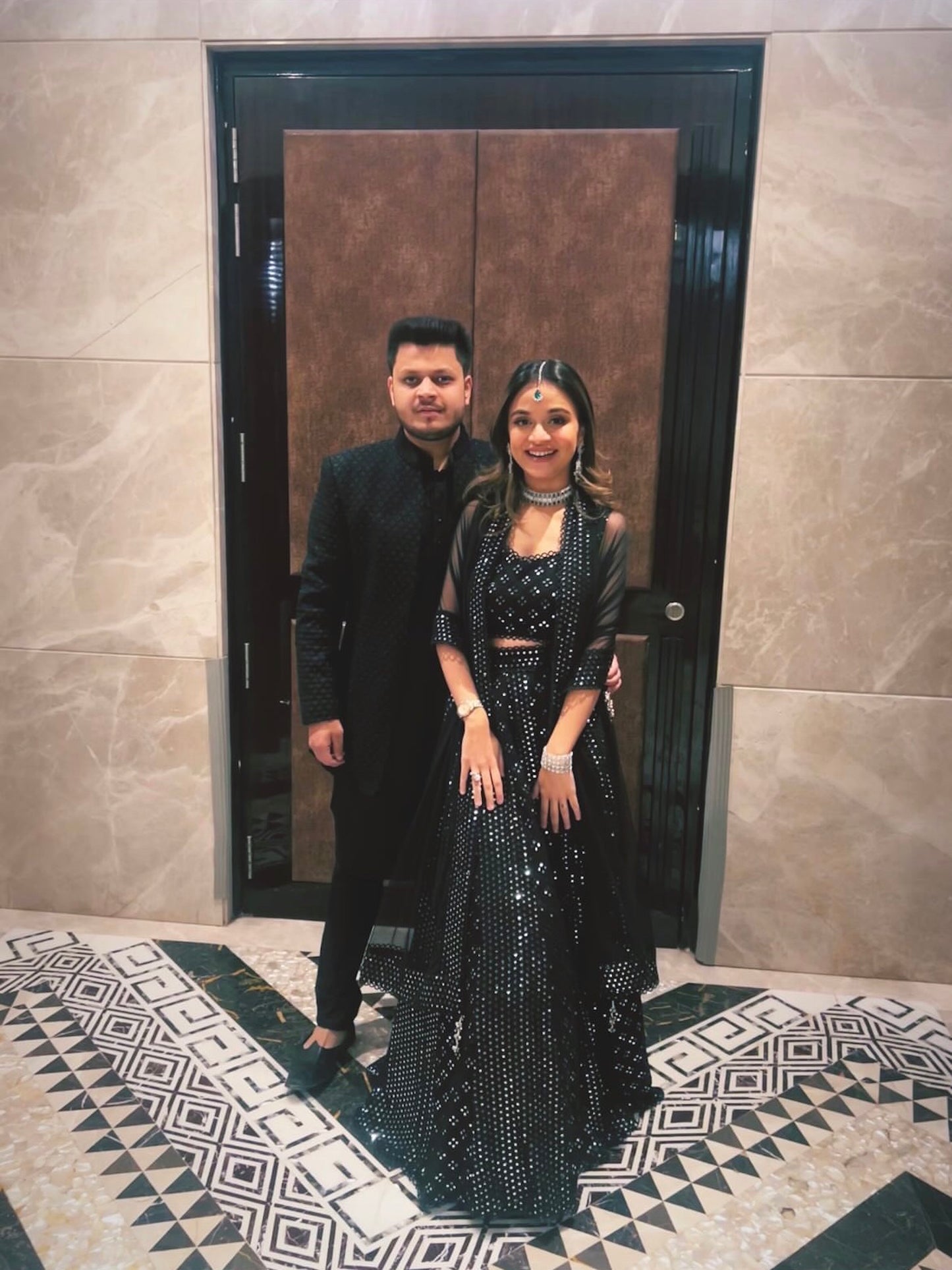 BLACK MIRROR WORK LEHENGA SET