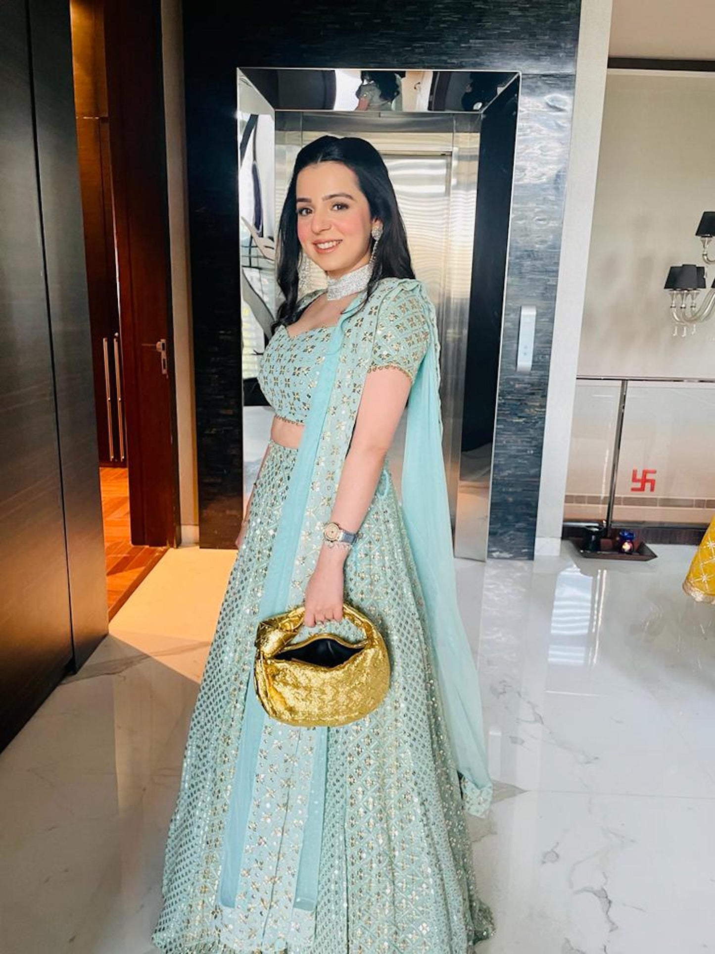 TANYA NARANG IN BABY BLUE ZARI & SEQUIN LEHENGA SET