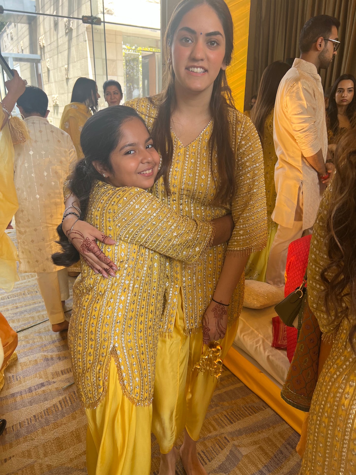BRIDESMAIDS IN YELLOW GOTA WORK DHOTI SET