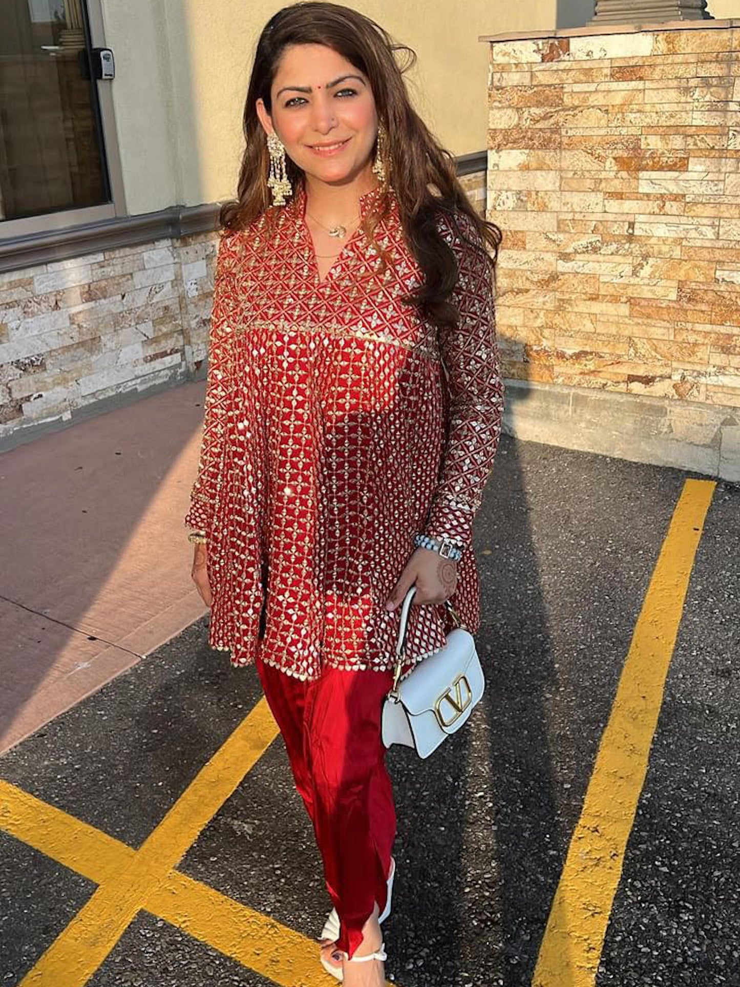 RED ZARI & SEQUIN DHOTI SET