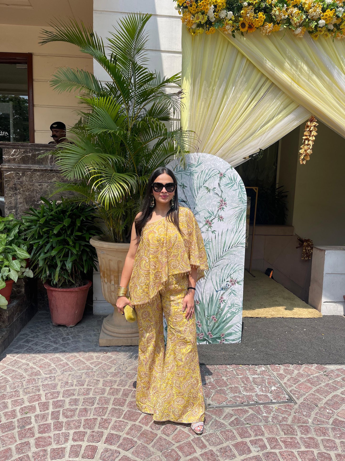 YELLOW MULTI COLOR EMBROIDERED CAPE SET