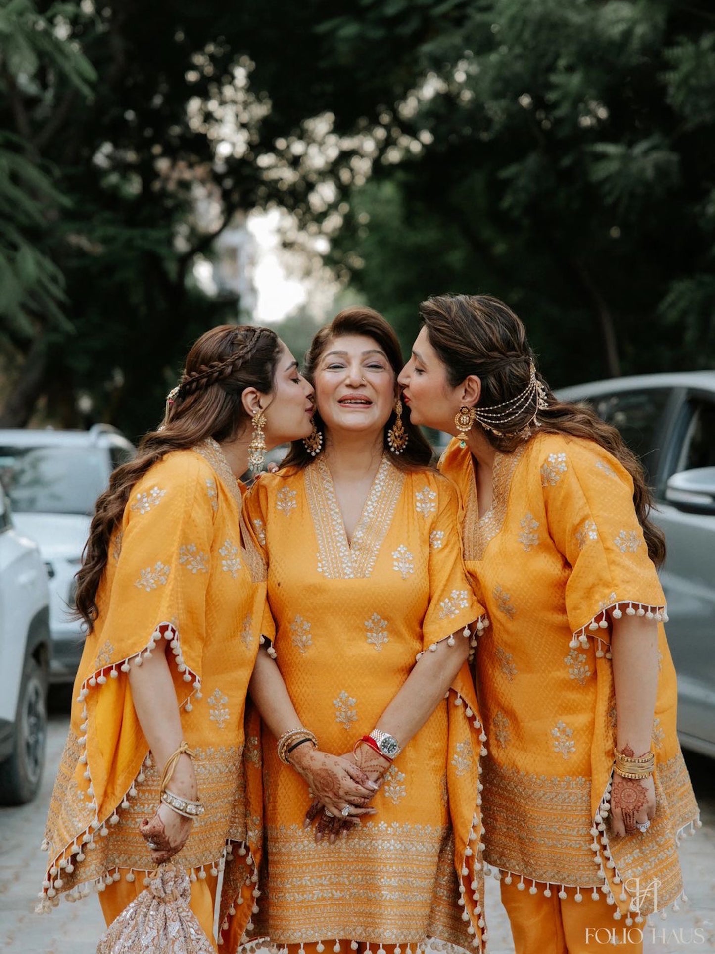 FAMILY IN ORANGE KAFTAN SET