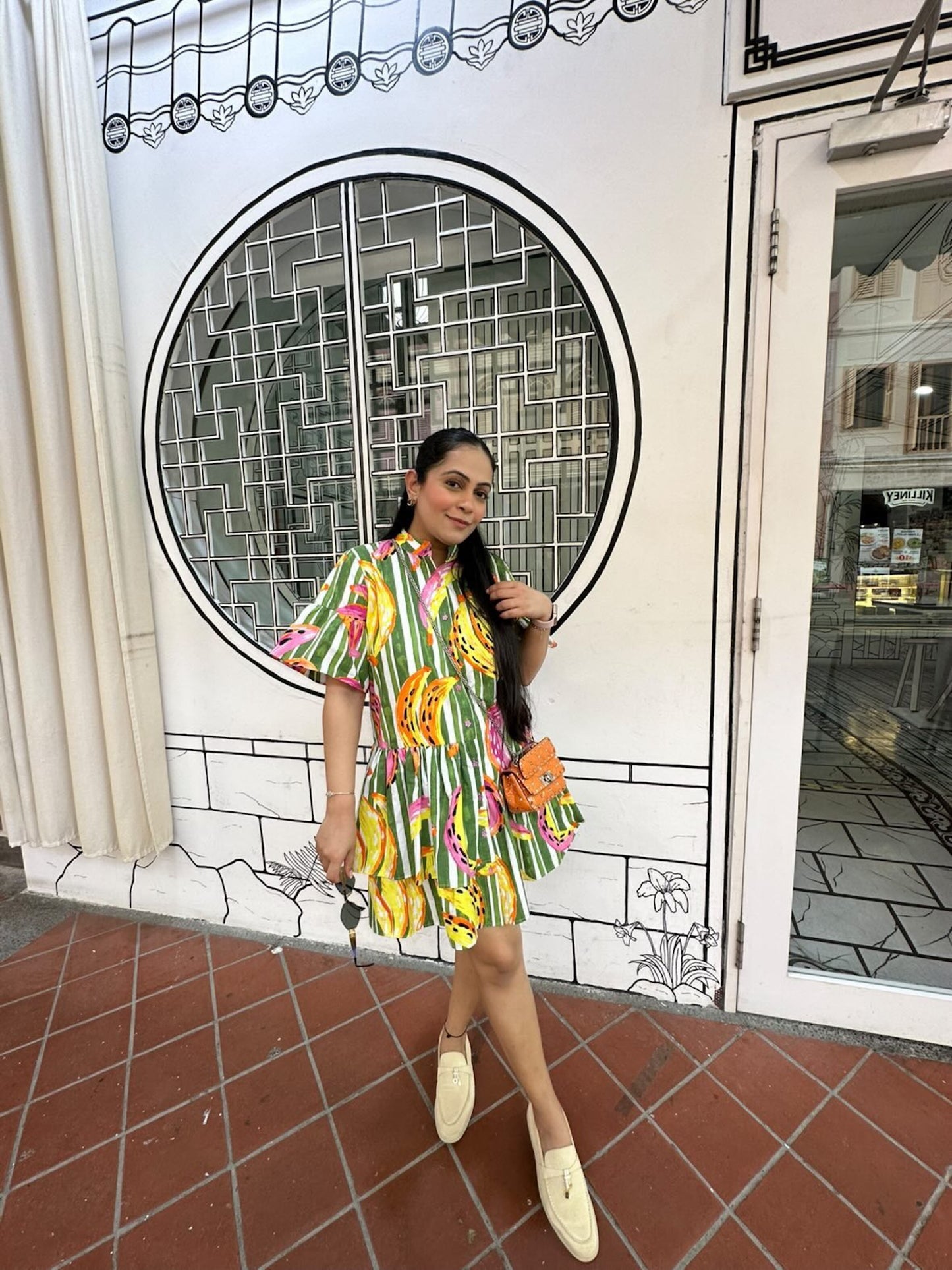 SHRADDHA AJMANI IN BANANA PRINT COTTON DRESS