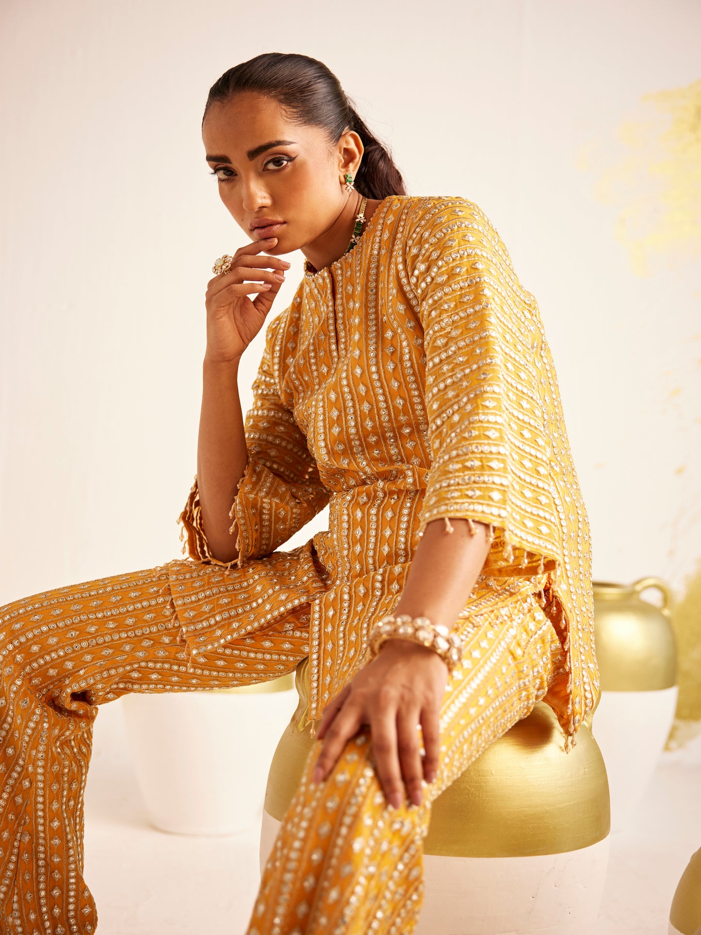 ORANGE GOTA WORK COORD SET