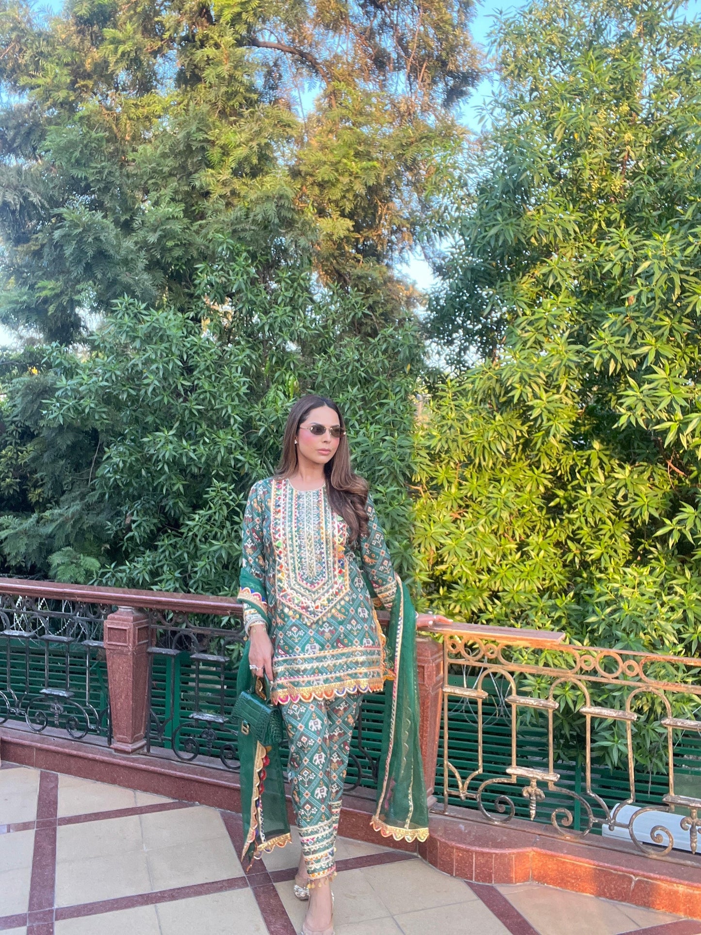 CHANDNI GIRDHAR IN GREEN PATOLA KURTA SET