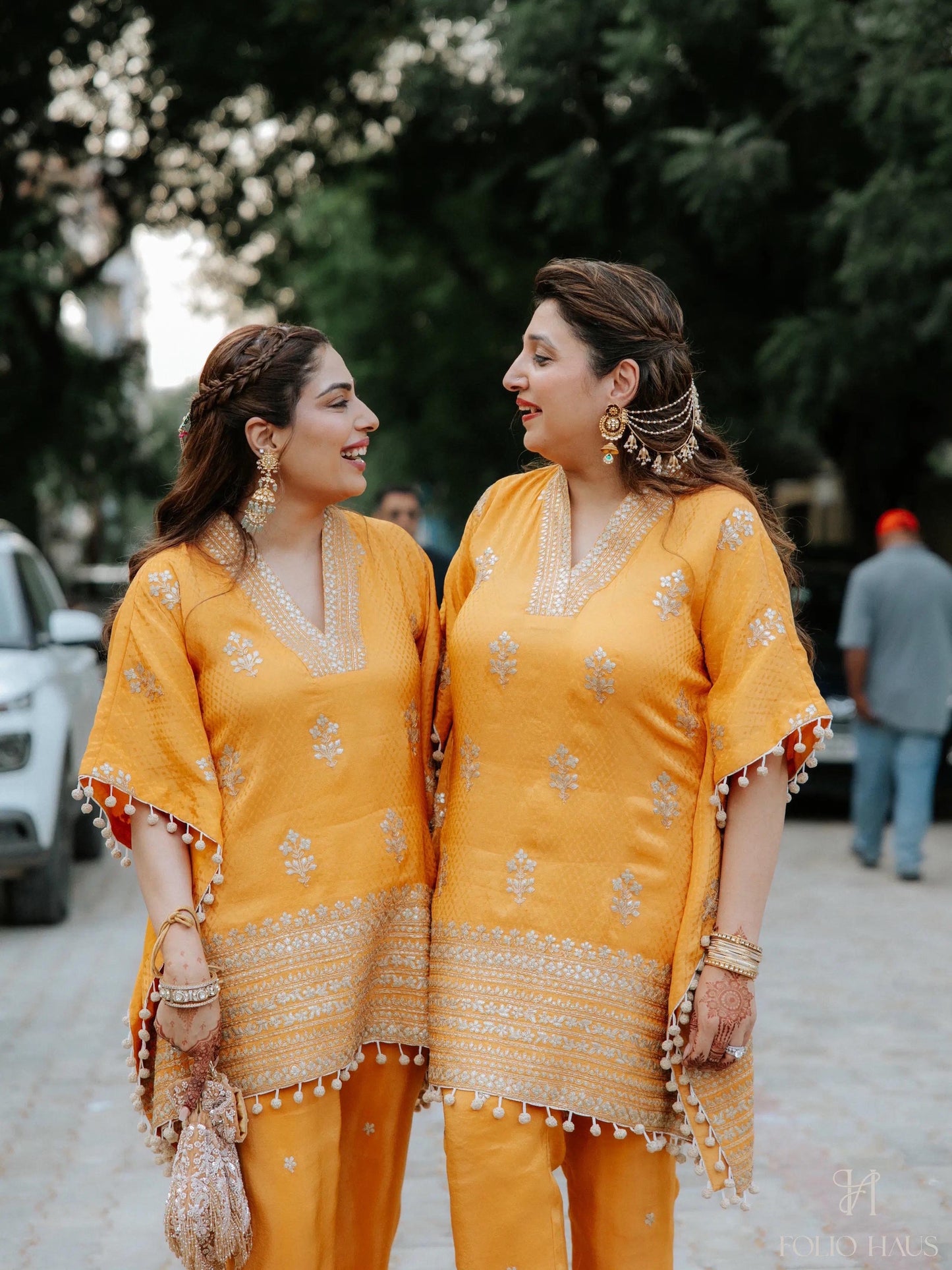 FAMILY IN ORANGE KAFTAN SET