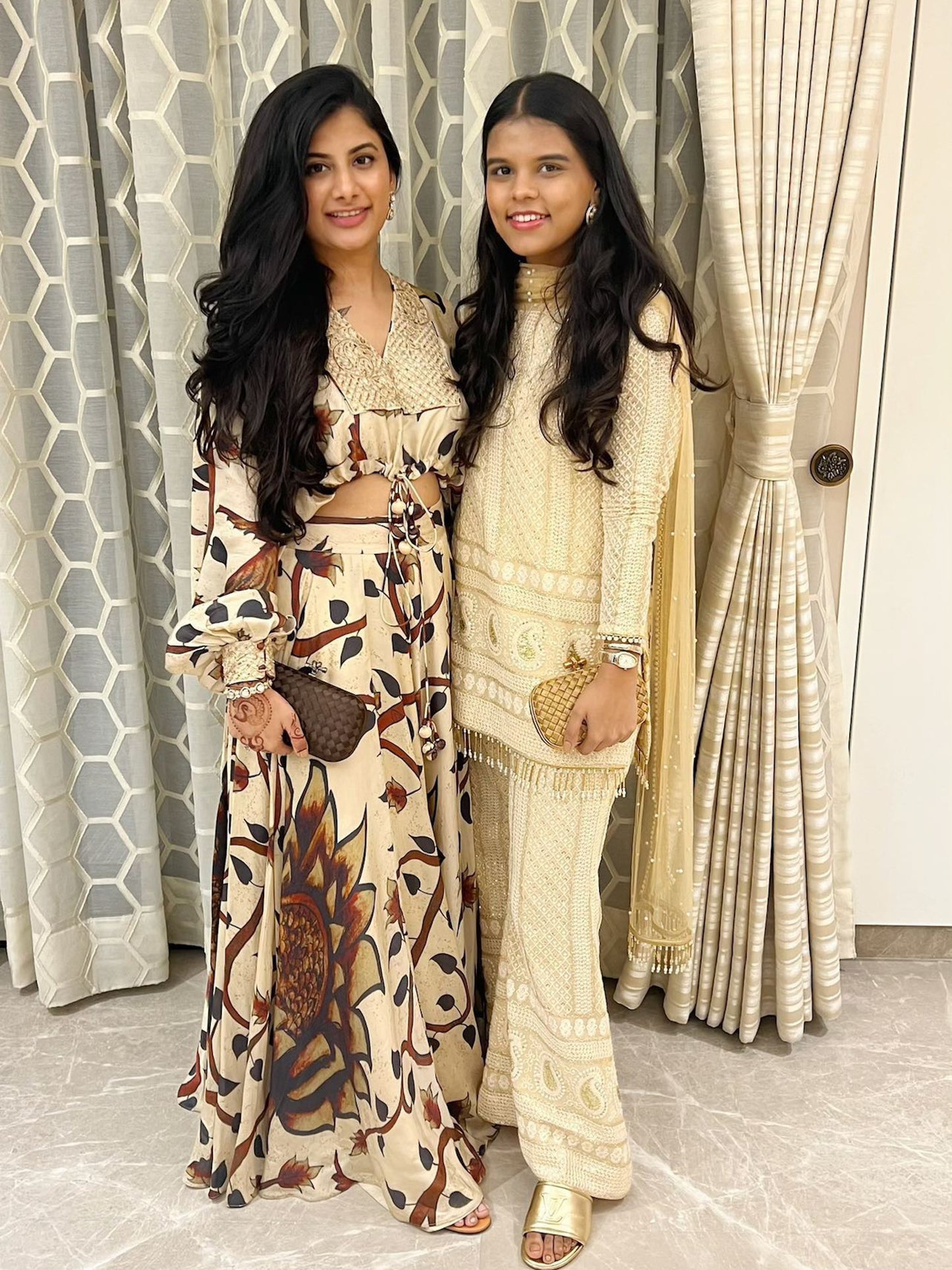 BEIGE CHIKANKARI COORD SET