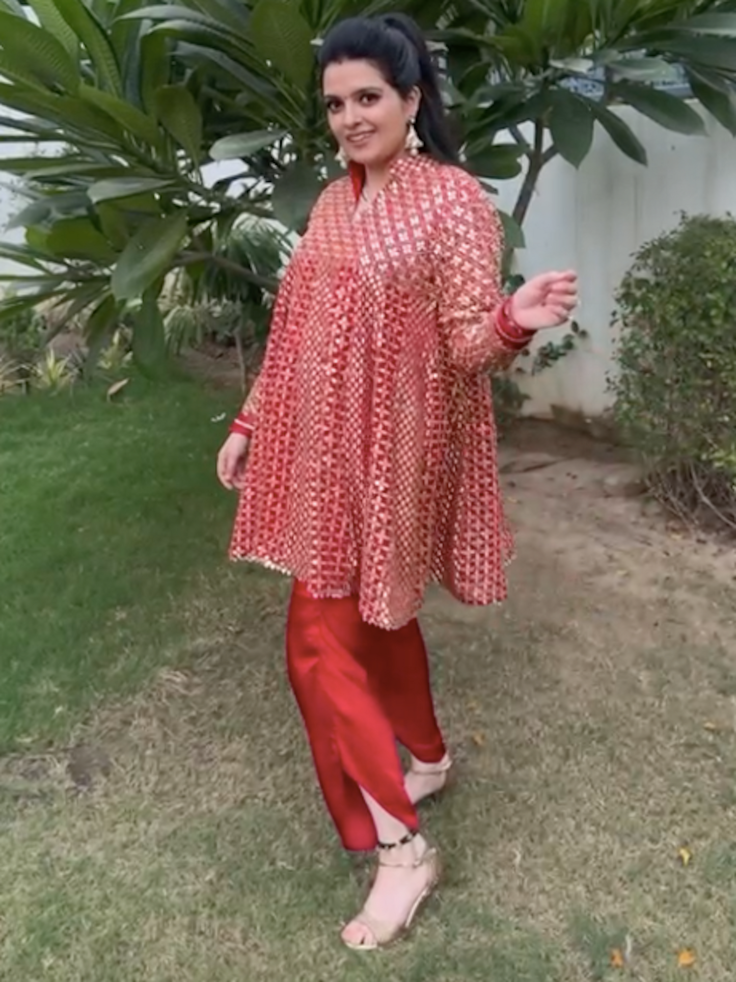 RED ZARI & SEQUIN DHOTI SET