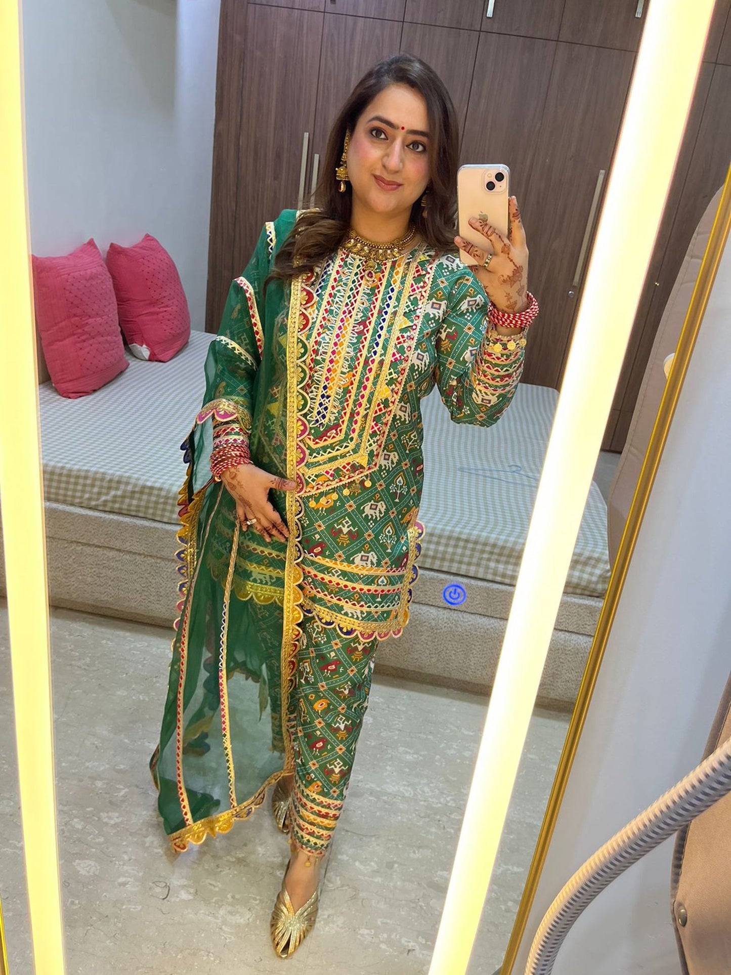 GREEN PATOLA KURTA SET