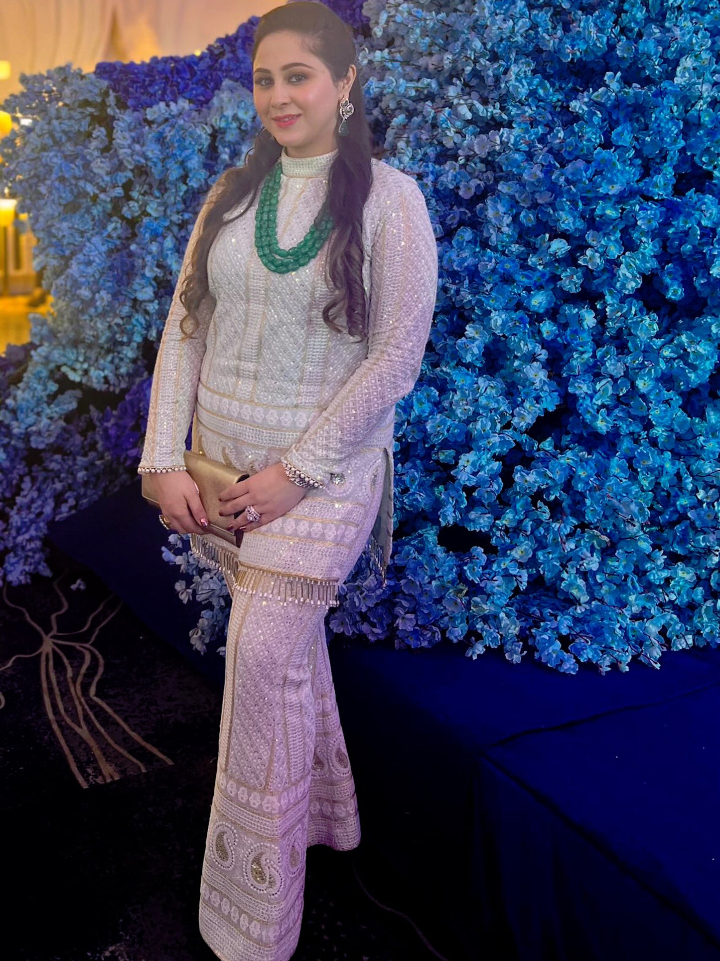 BEIGE CHIKANKARI COORD SET