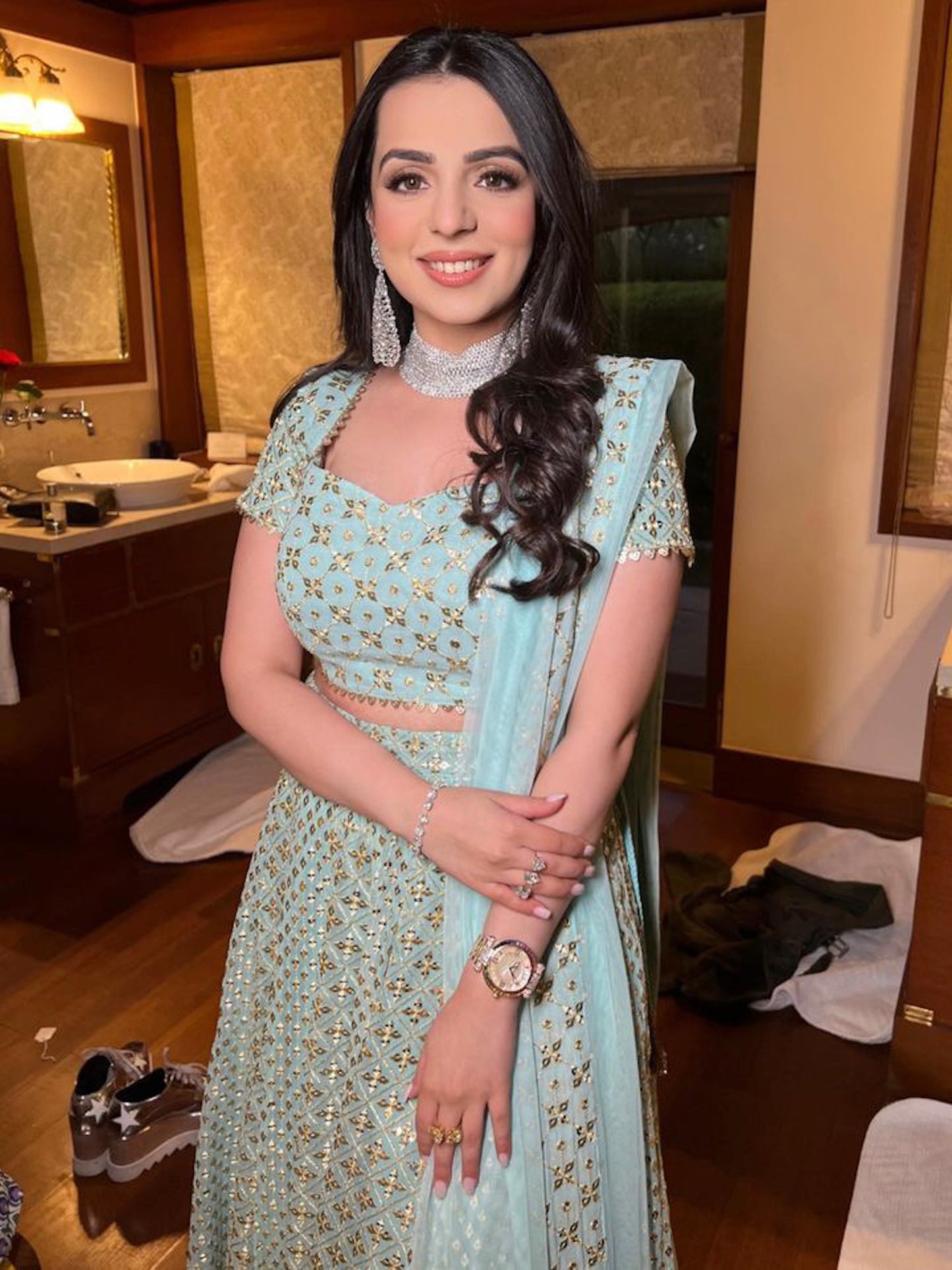 TANYA NARANG IN BABY BLUE ZARI & SEQUIN LEHENGA SET