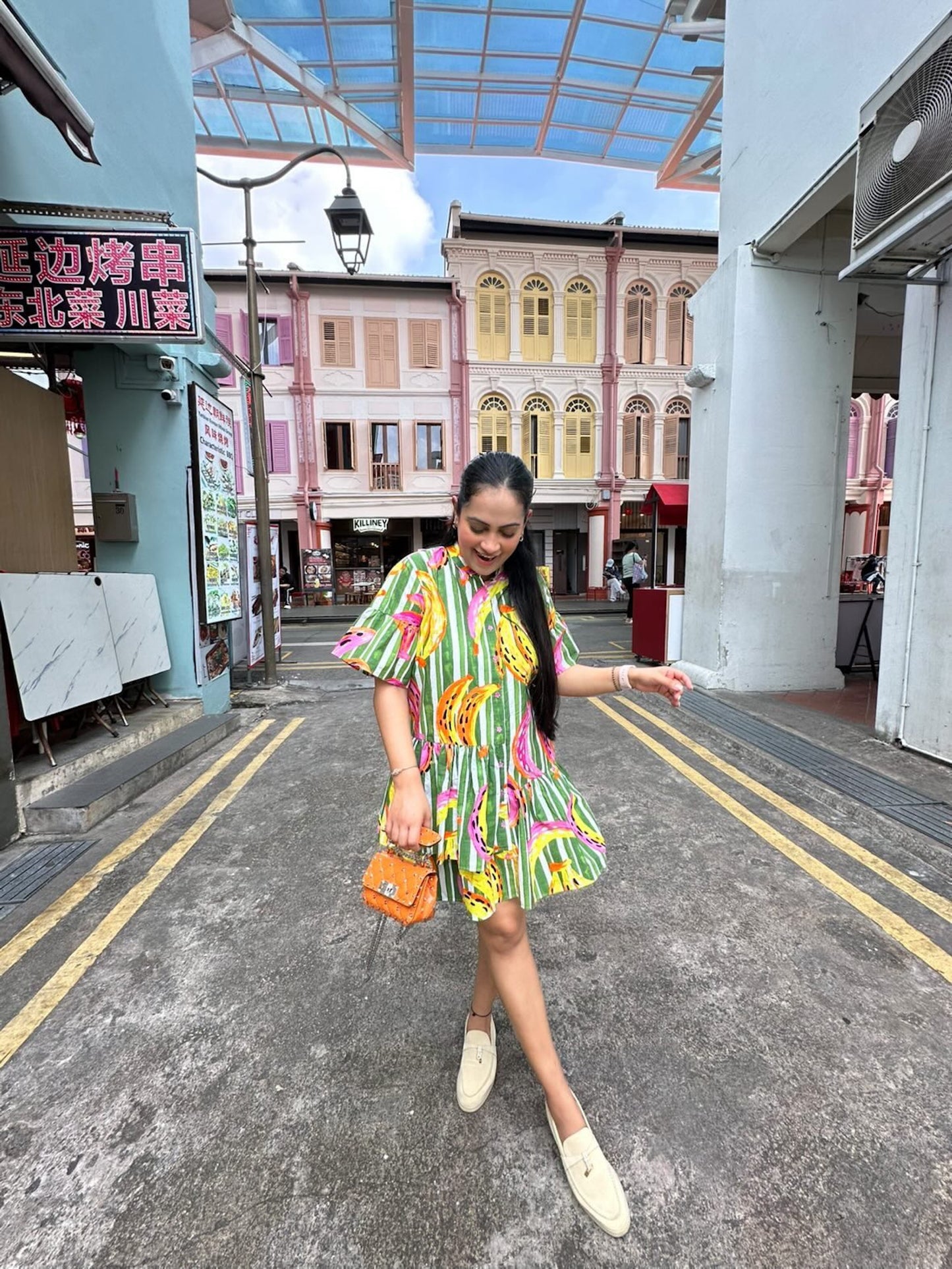 SHRADDHA AJMANI IN BANANA PRINT COTTON DRESS