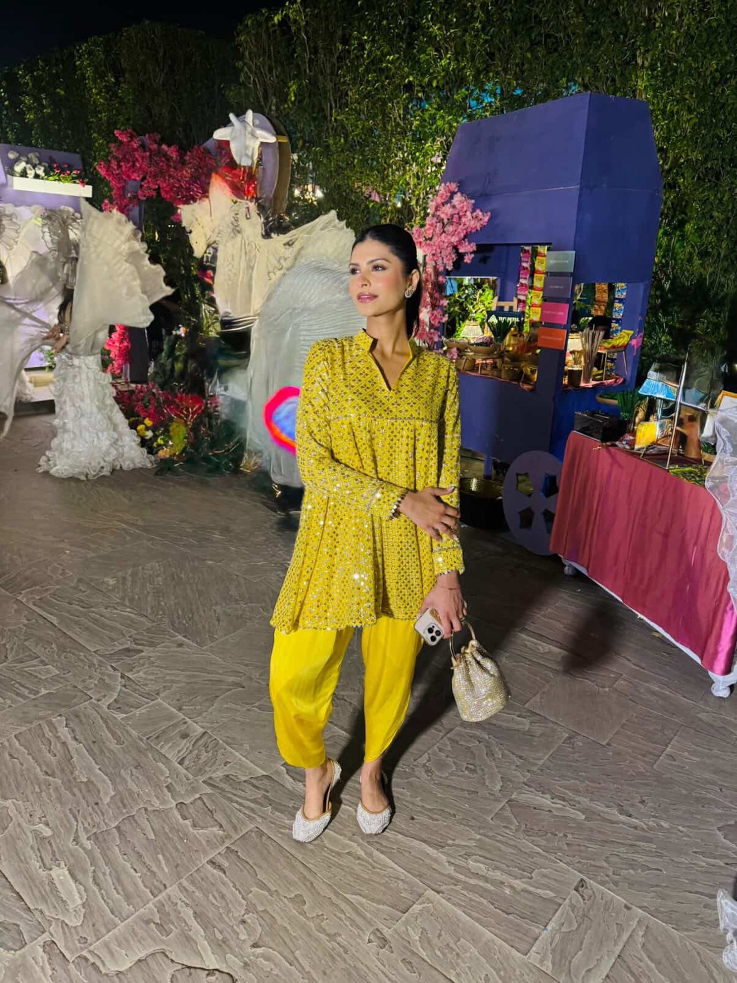 YELLOW ZARI & SEQUIN DHOTI SET