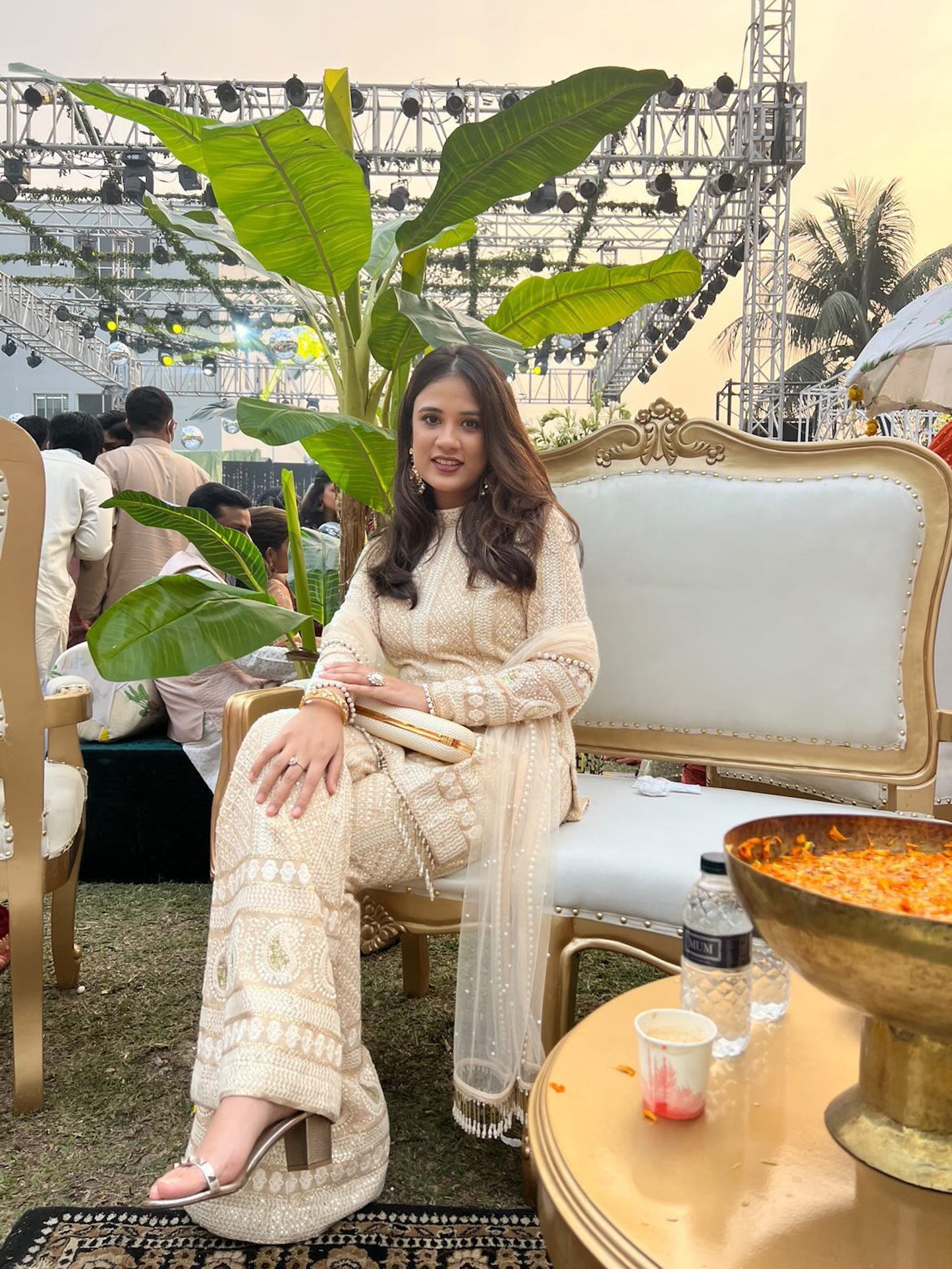 BEIGE CHIKANKARI COORD SET