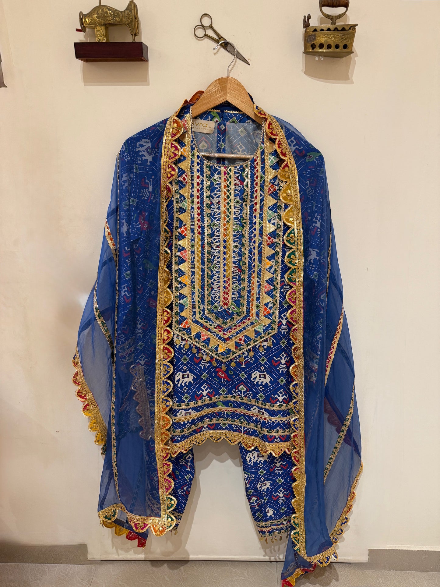 BLUE PATOLA KURTA SET