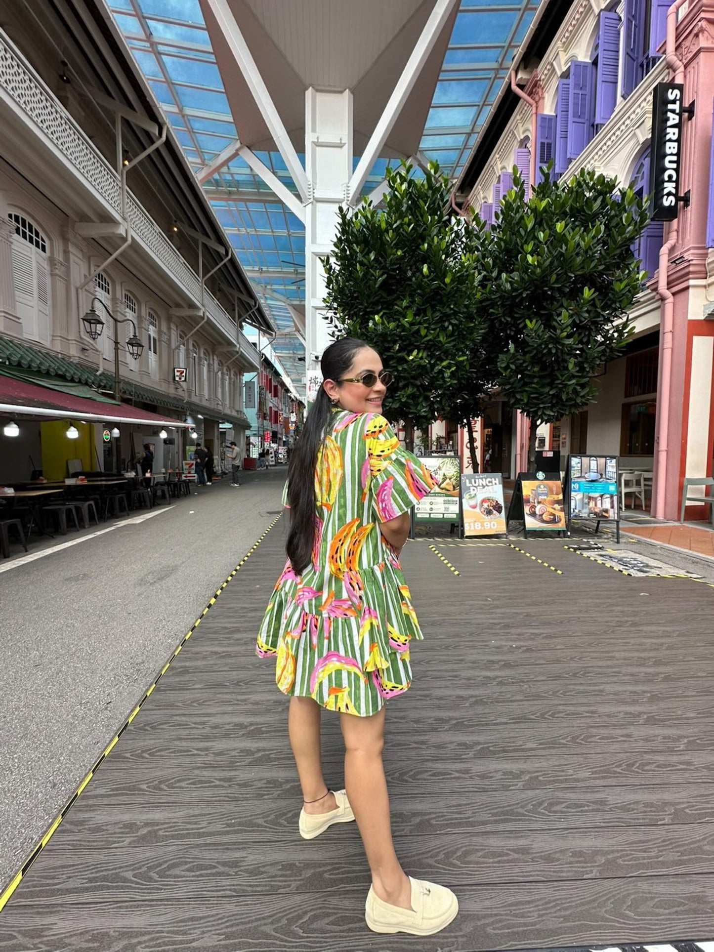 SHRADDHA AJMANI IN BANANA PRINT COTTON DRESS