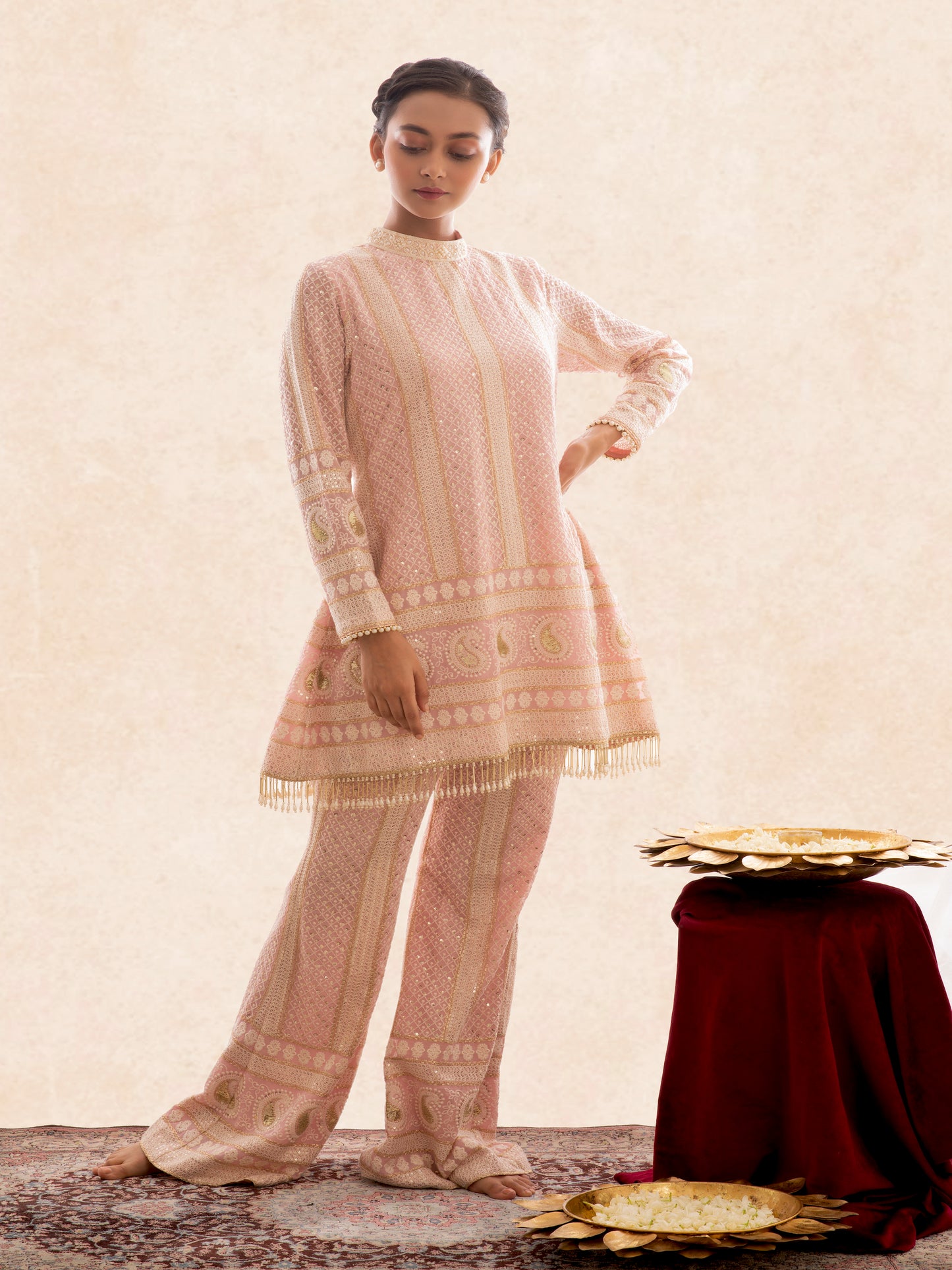 PINK CHIKANKARI COORD SET
