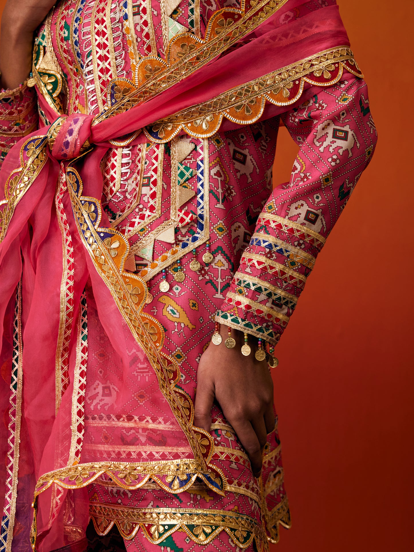 RANI PINK PATOLA KURTA SET