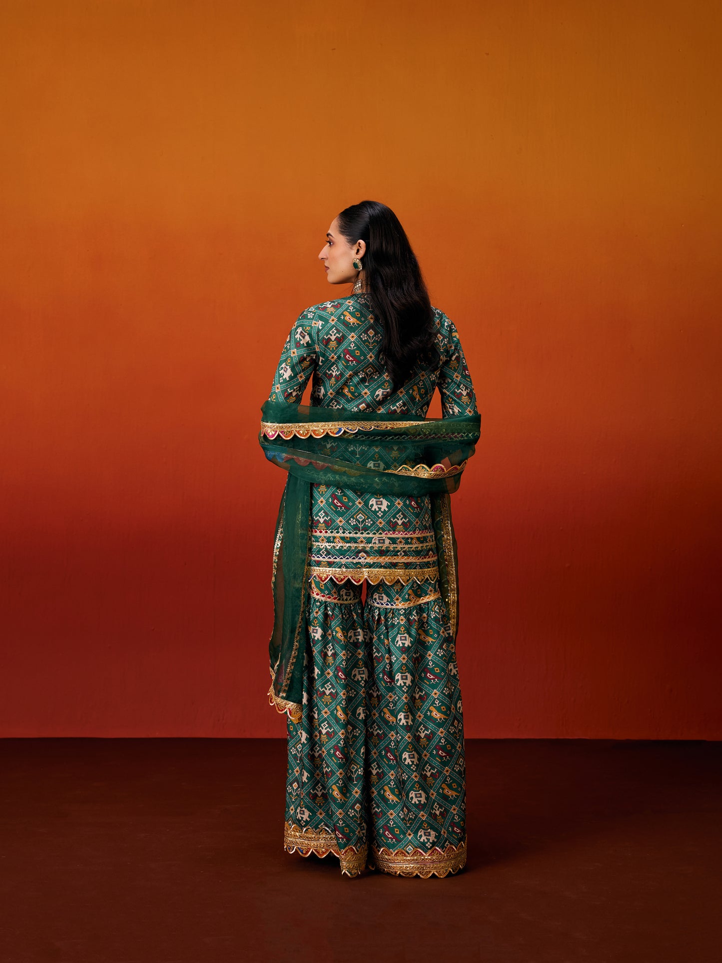 GREEN PATOLA SHARARA SET