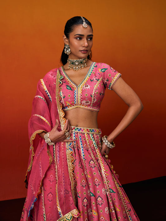 RANI PINK PATOLA LEHENGA SET