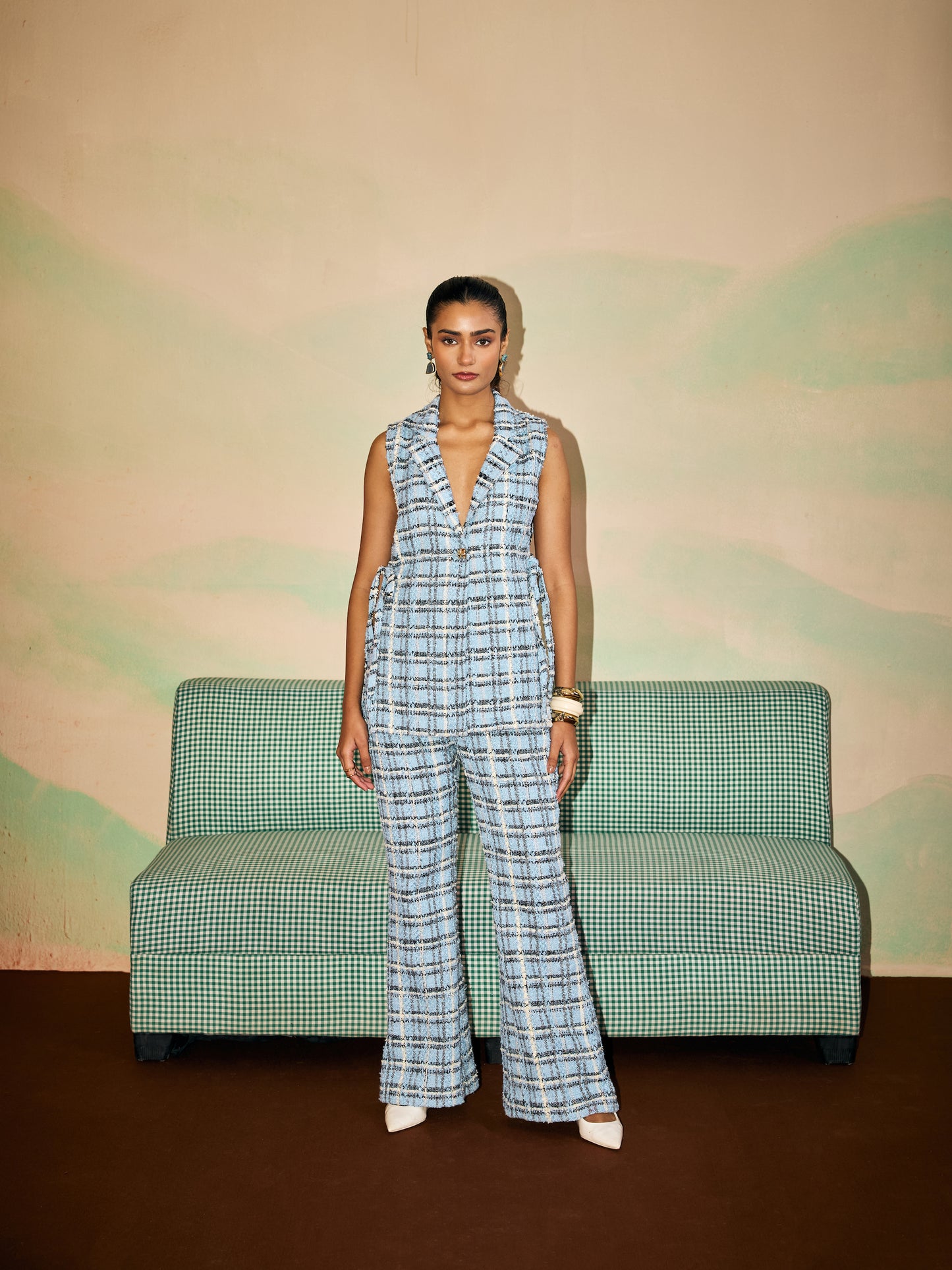 BLUE TWEED COORD SET