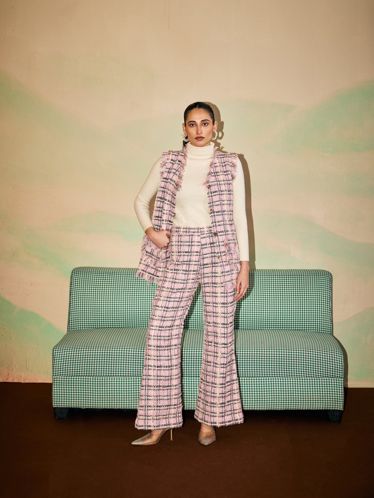 PINK TWEED COORD SET