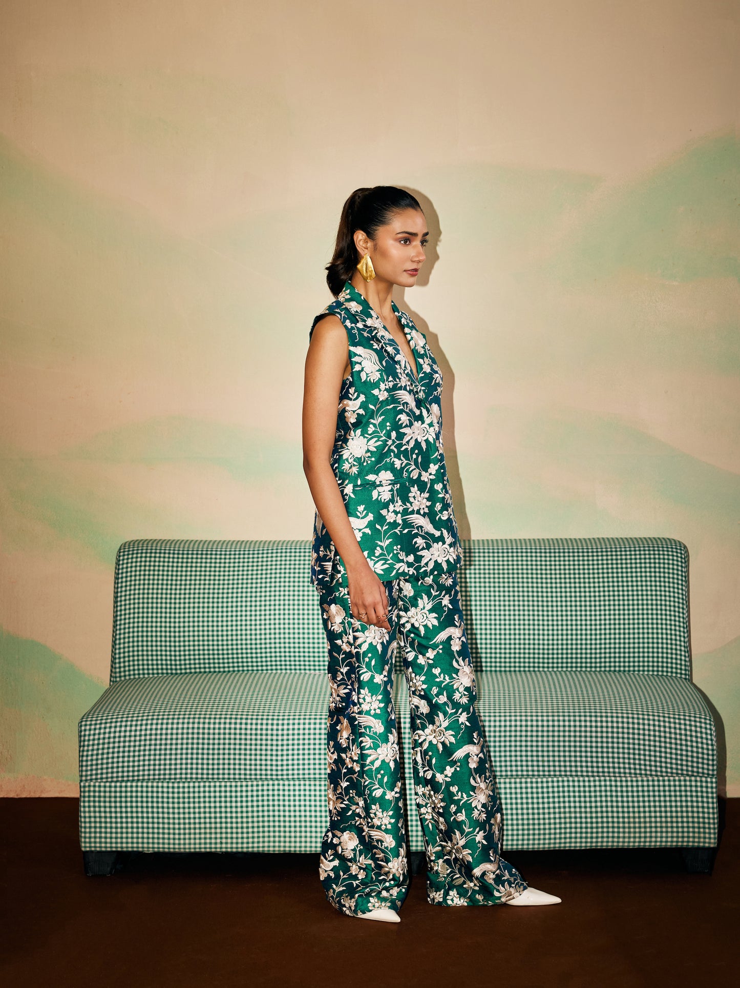 PEACOCK GREEN JACKET SET