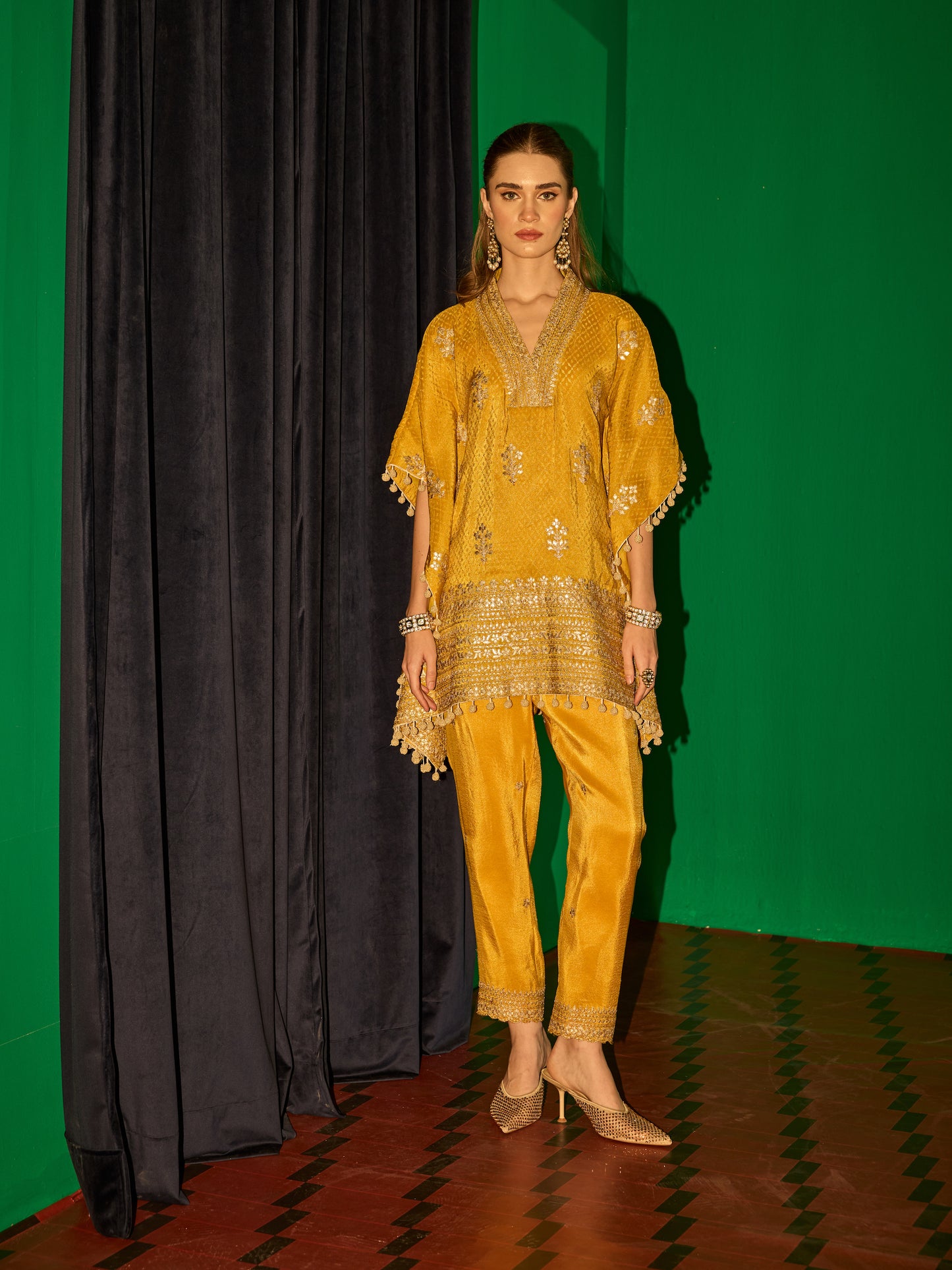 MANGO YELLOW KAFTAN SET