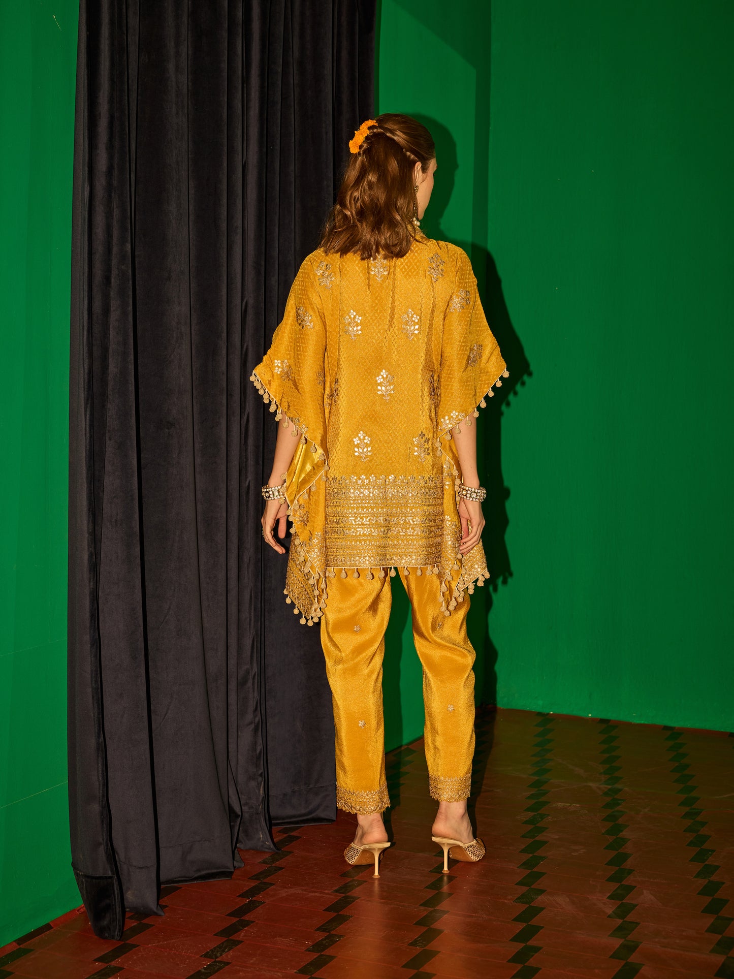 MANGO YELLOW KAFTAN SET