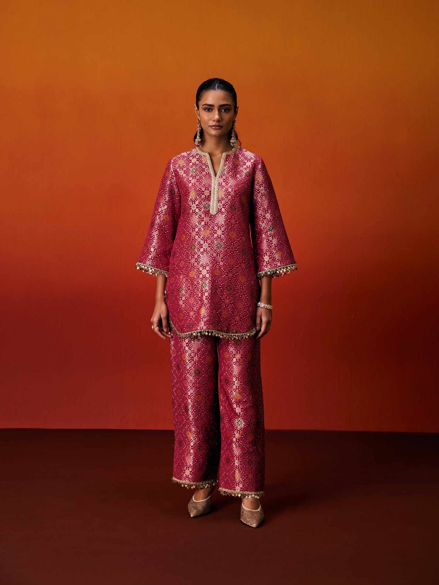 PINK BROCADE SUIT SET