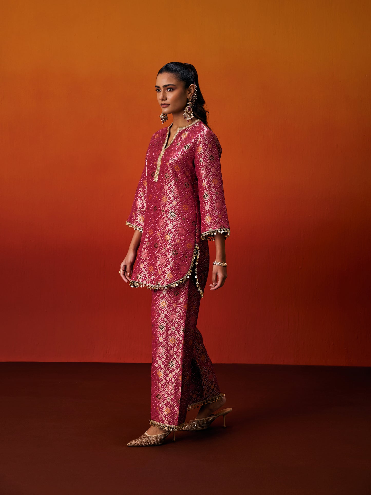 PINK BROCADE SUIT SET