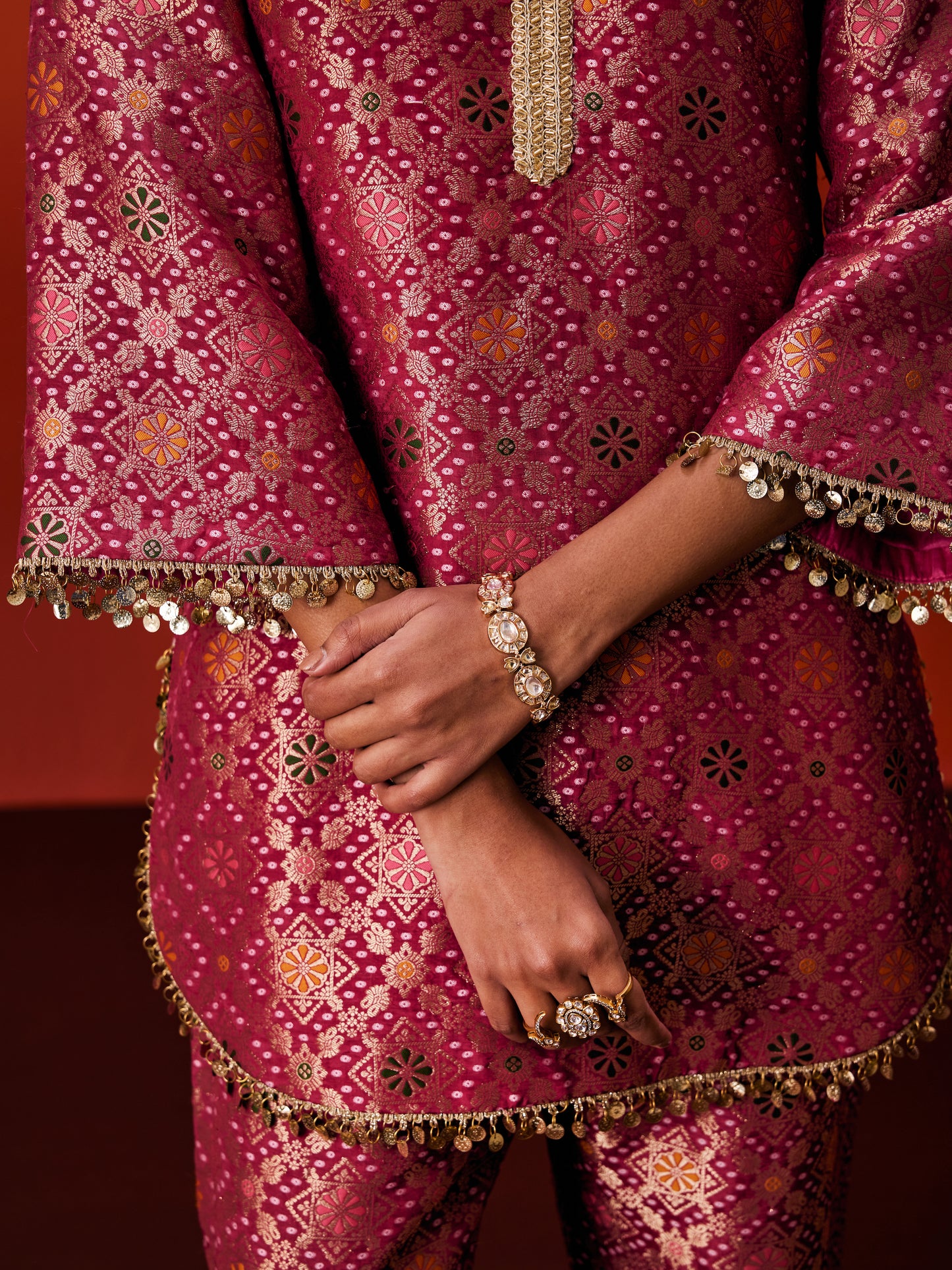 PINK BROCADE SUIT SET