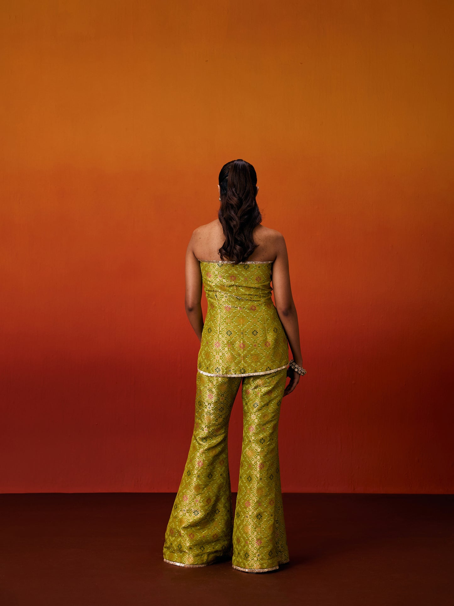 GREEN BROCADE JACKET SET