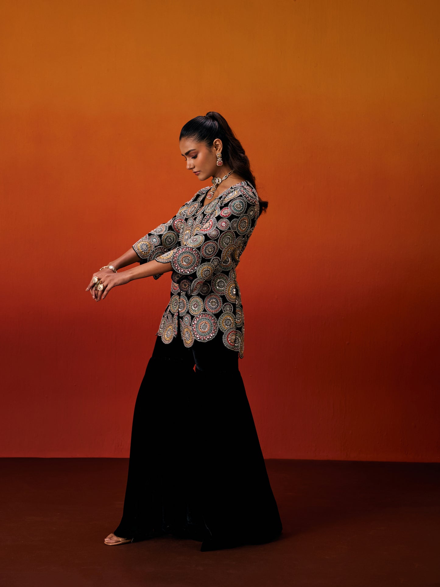 BLACK VELVET JACKET SET