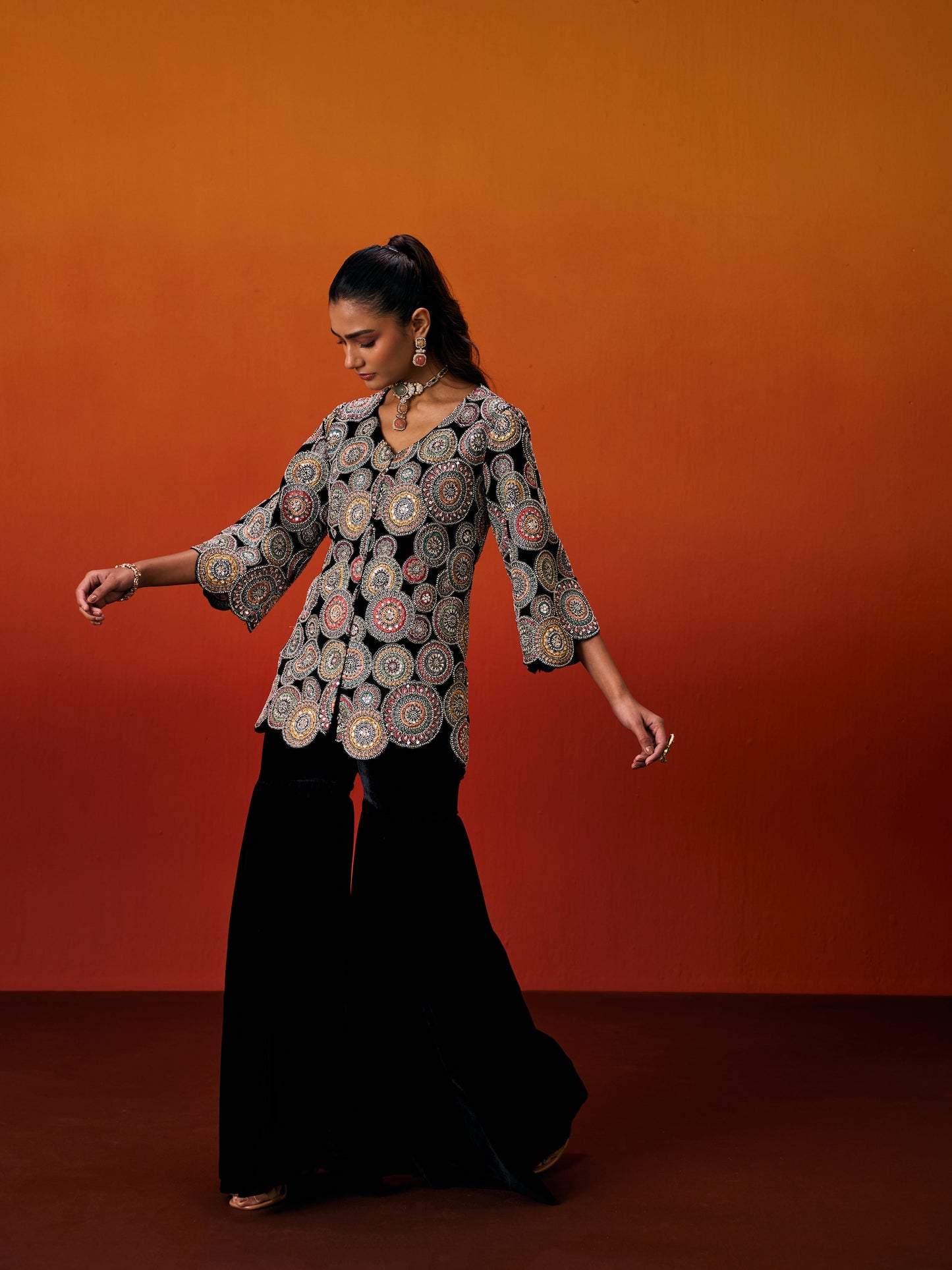 BLACK VELVET JACKET SET