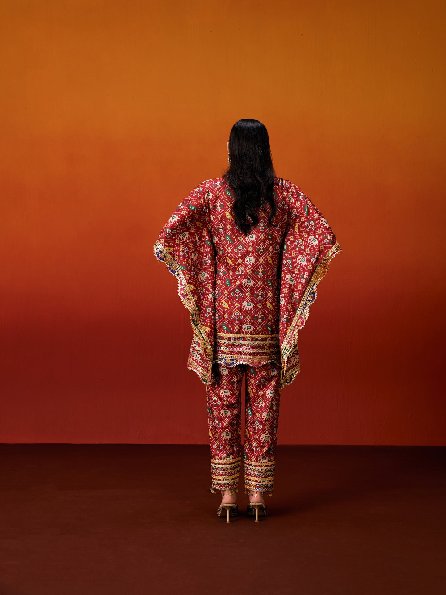 RED PATOLA KAFTAN SET