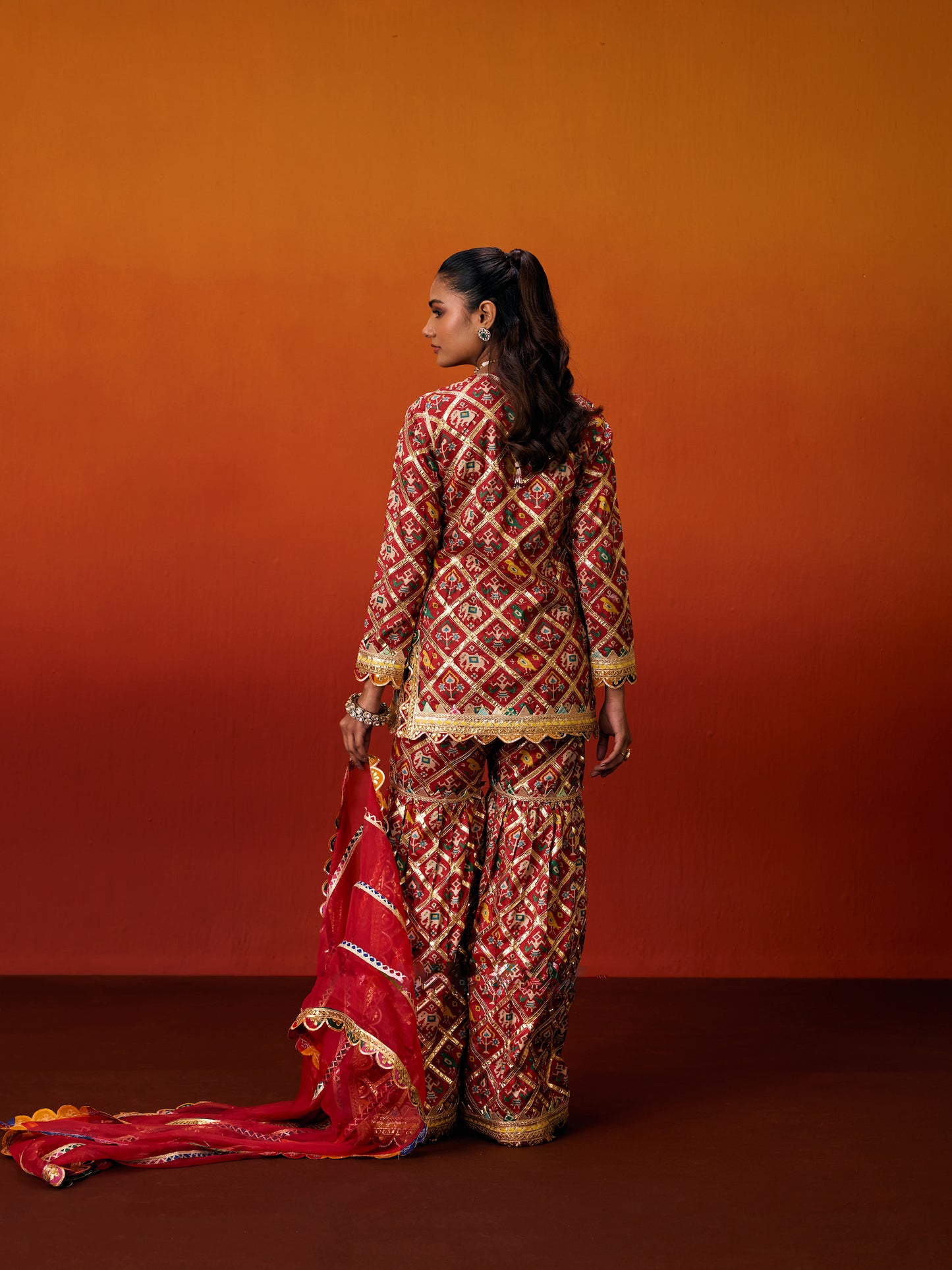 RED PATOLA SHARARA SET