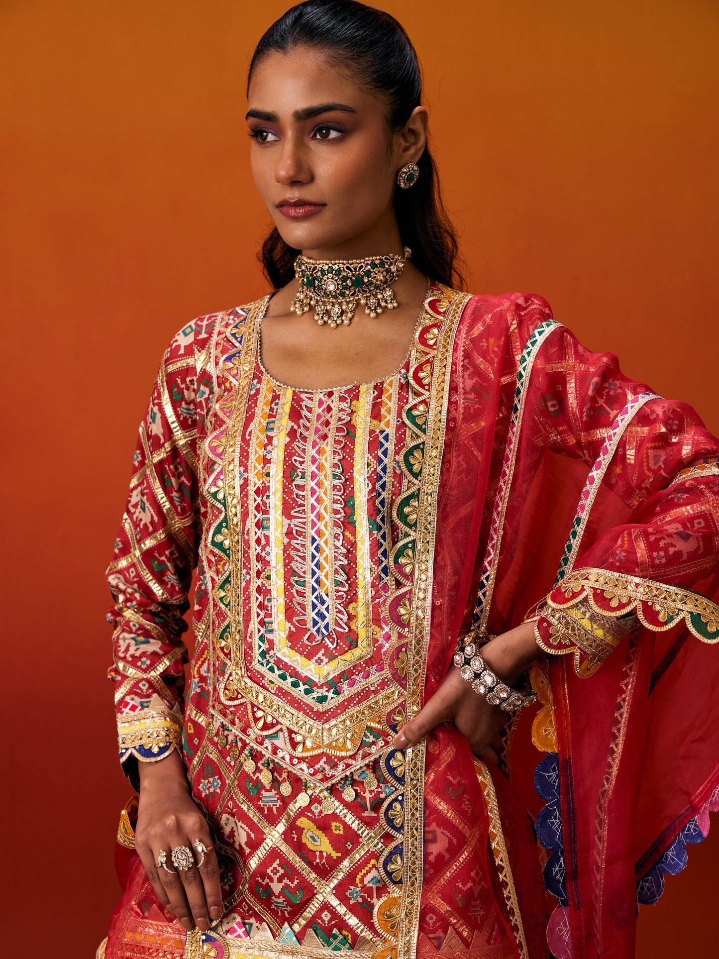 RED PATOLA SHARARA SET