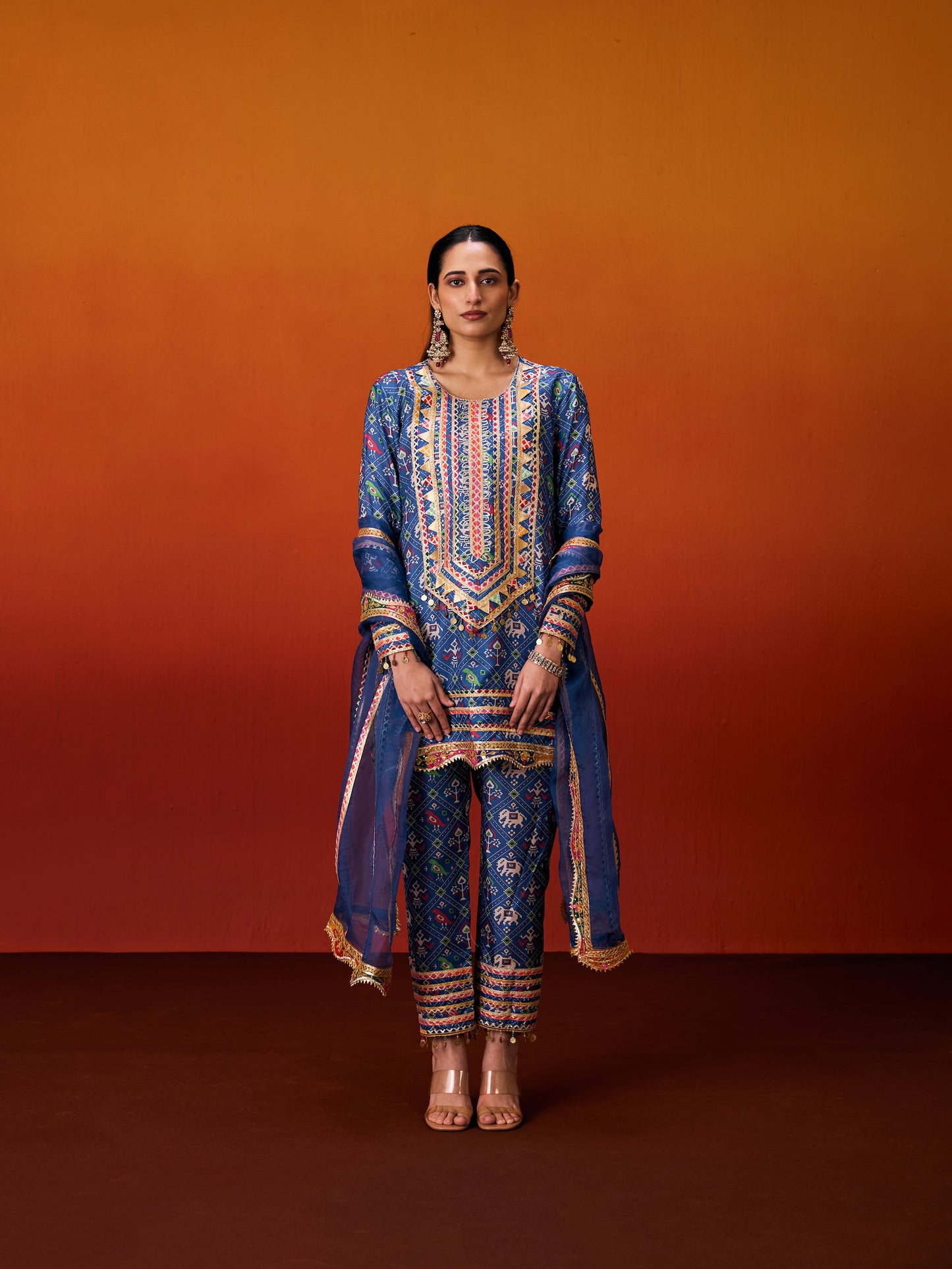 BLUE PATOLA KURTA SET
