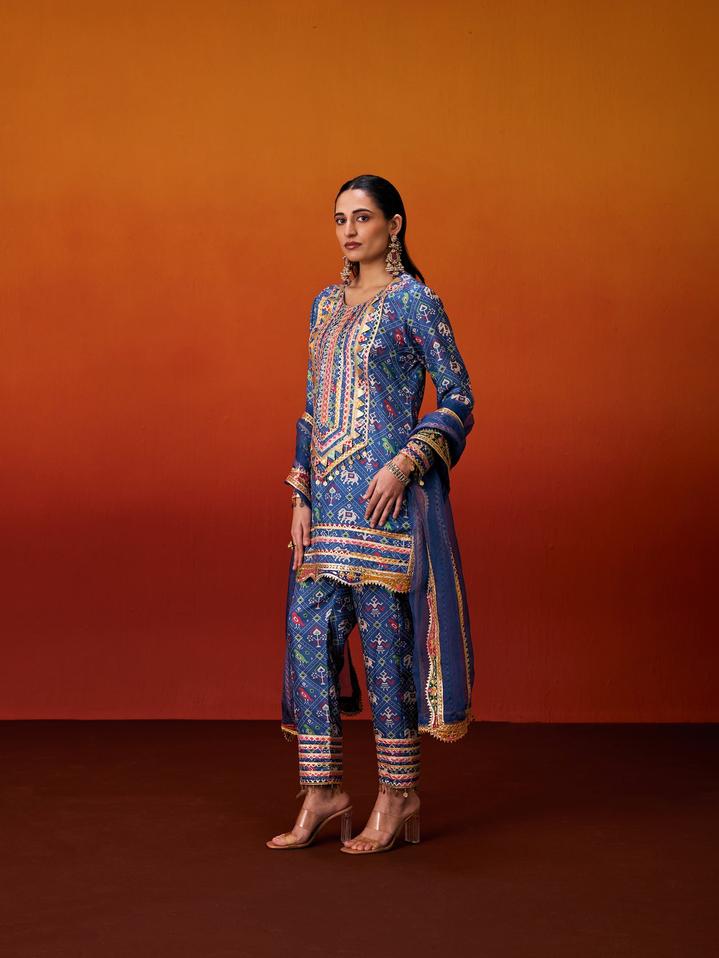 BLUE PATOLA KURTA SET