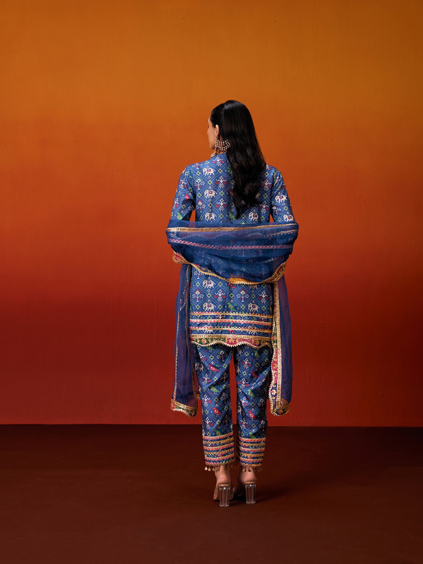 BLUE PATOLA KURTA SET