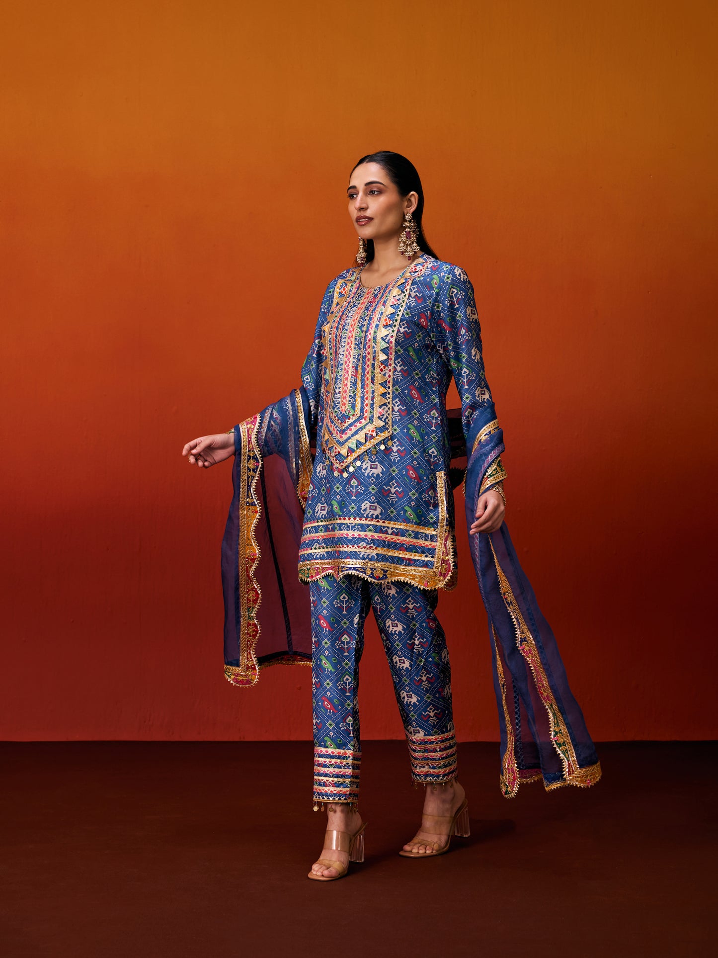 BLUE PATOLA KURTA SET