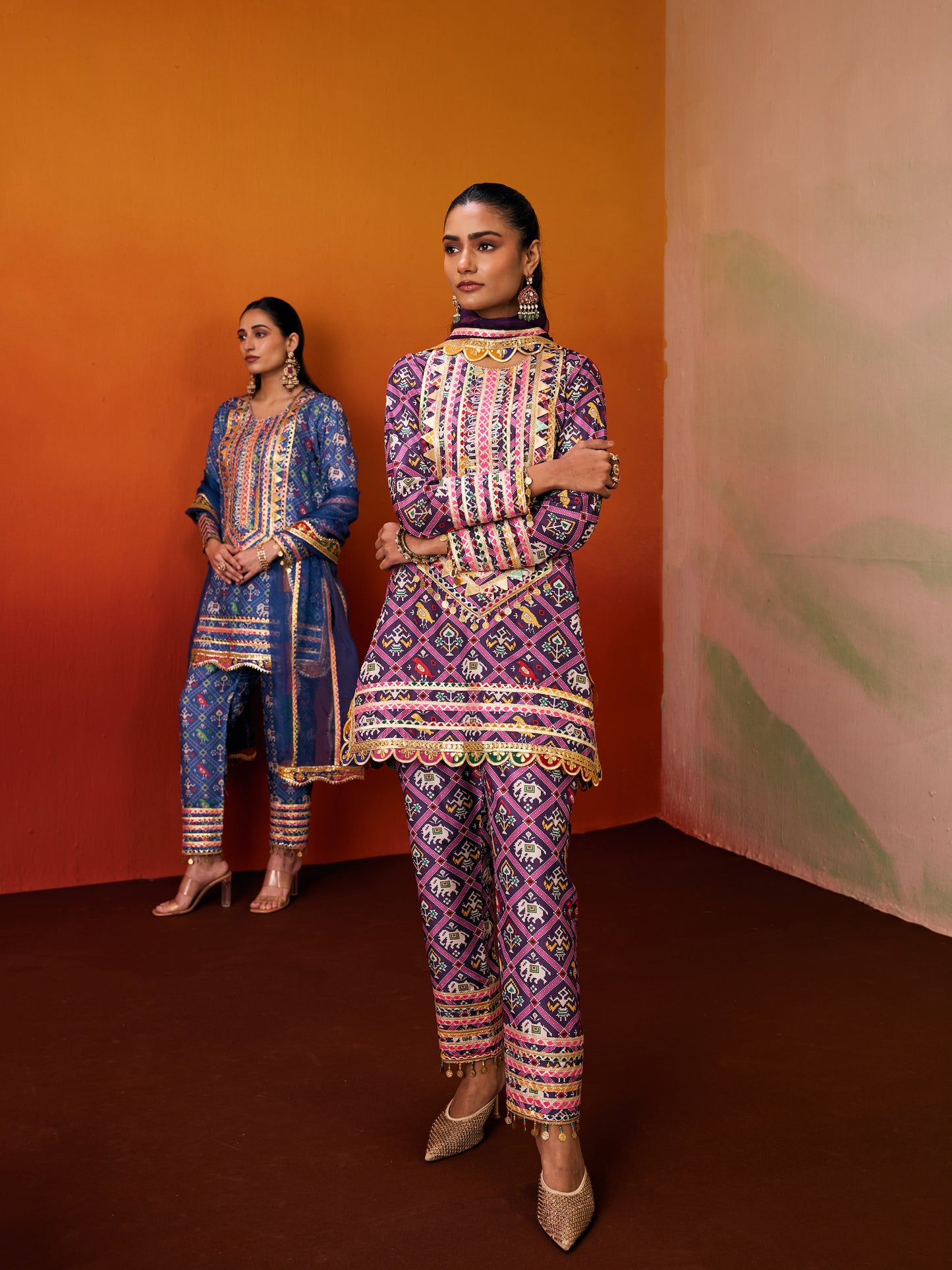 PURPLE PATOLA KURTA SET