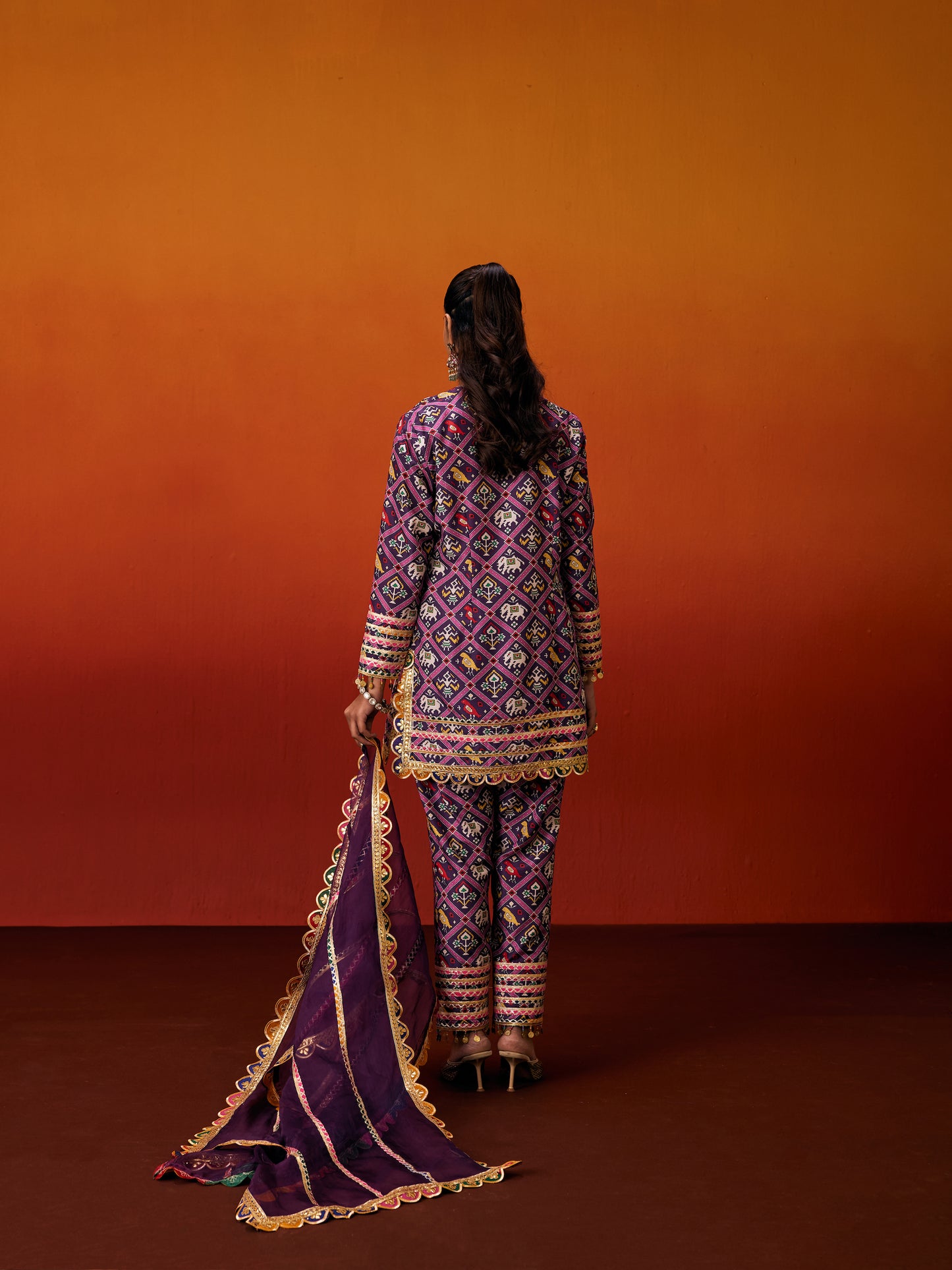 PURPLE PATOLA KURTA SET