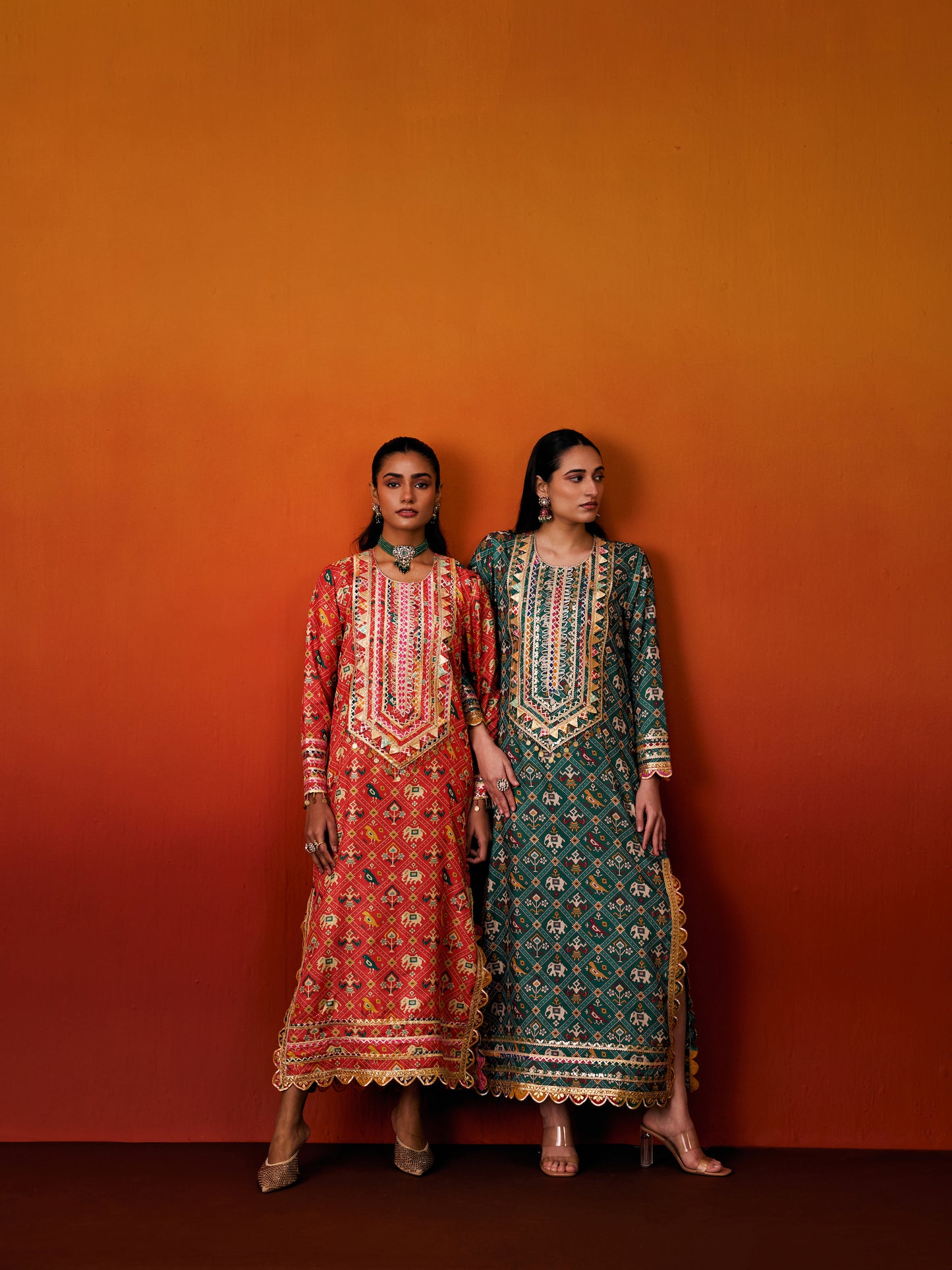 ORANGE LONG PATOLA KAFTAN