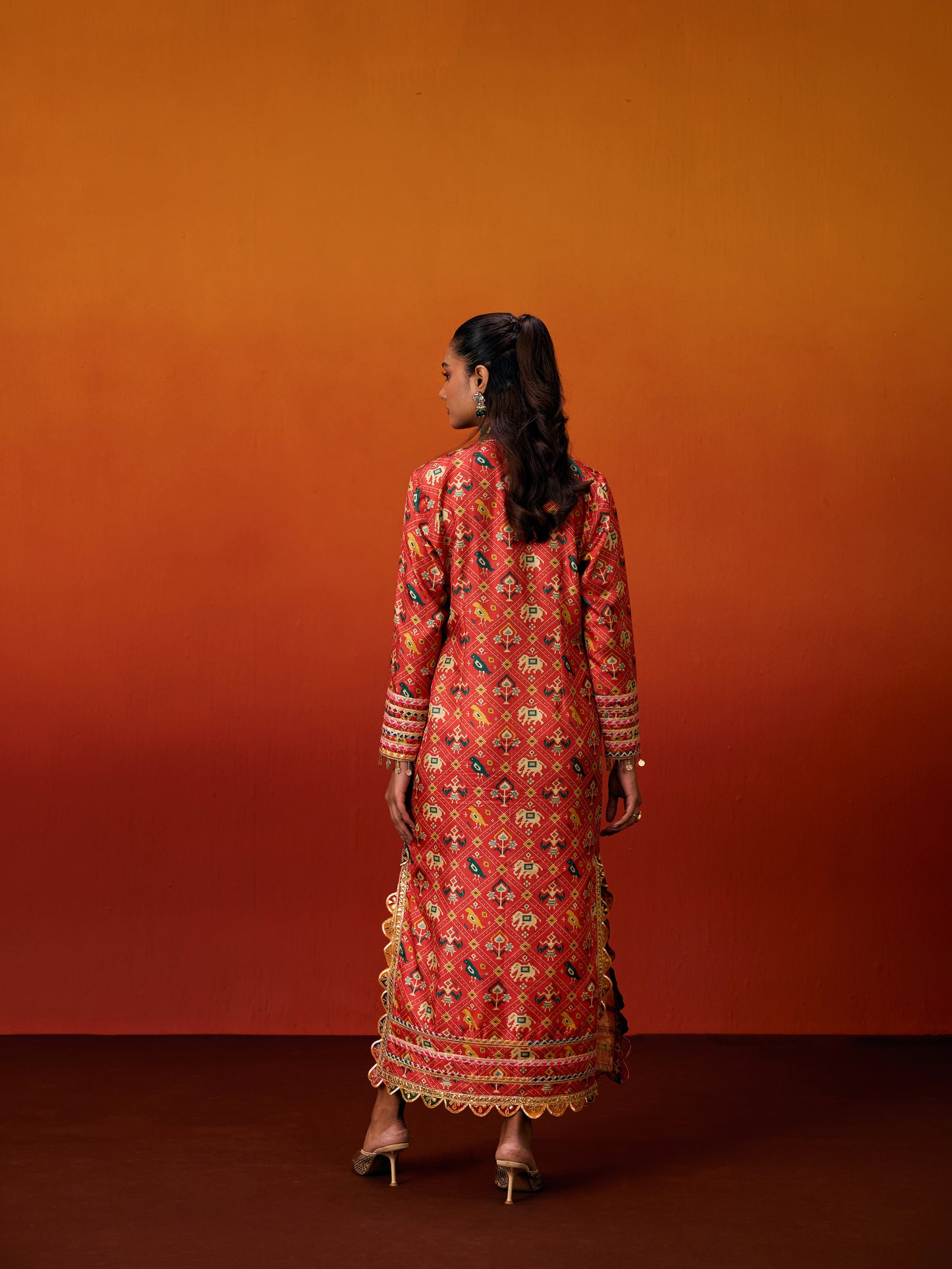 ORANGE LONG PATOLA KAFTAN