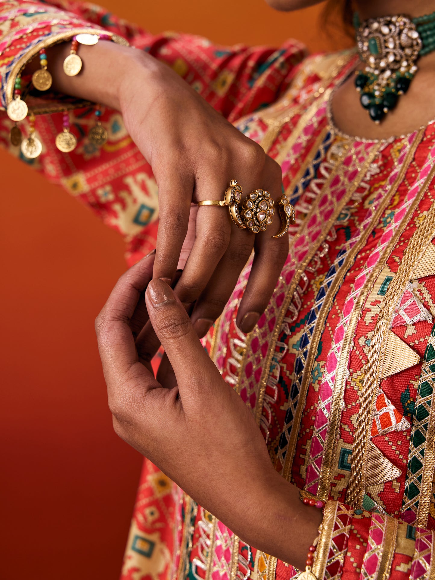 ORANGE LONG PATOLA KAFTAN