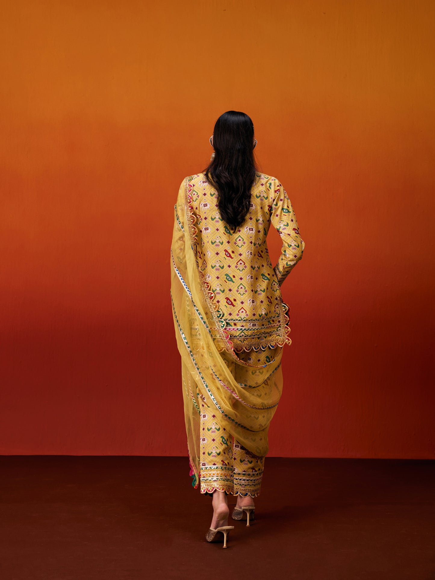 YELLOW PATOLA KURTA SET